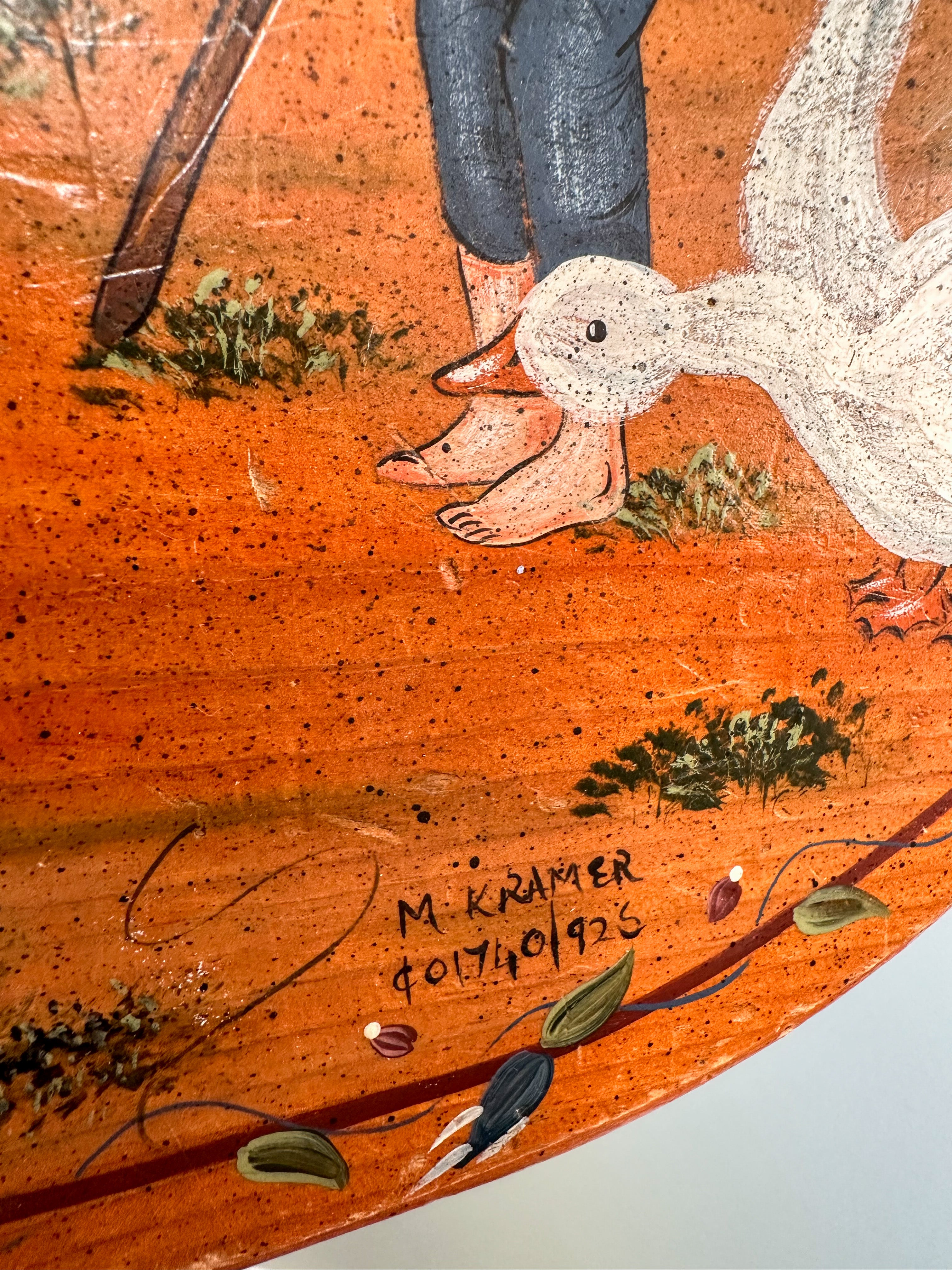 Vintage Dutch wooden hand-painted fairytale stool, signed and numbered by artist M. Kramer - Moppet