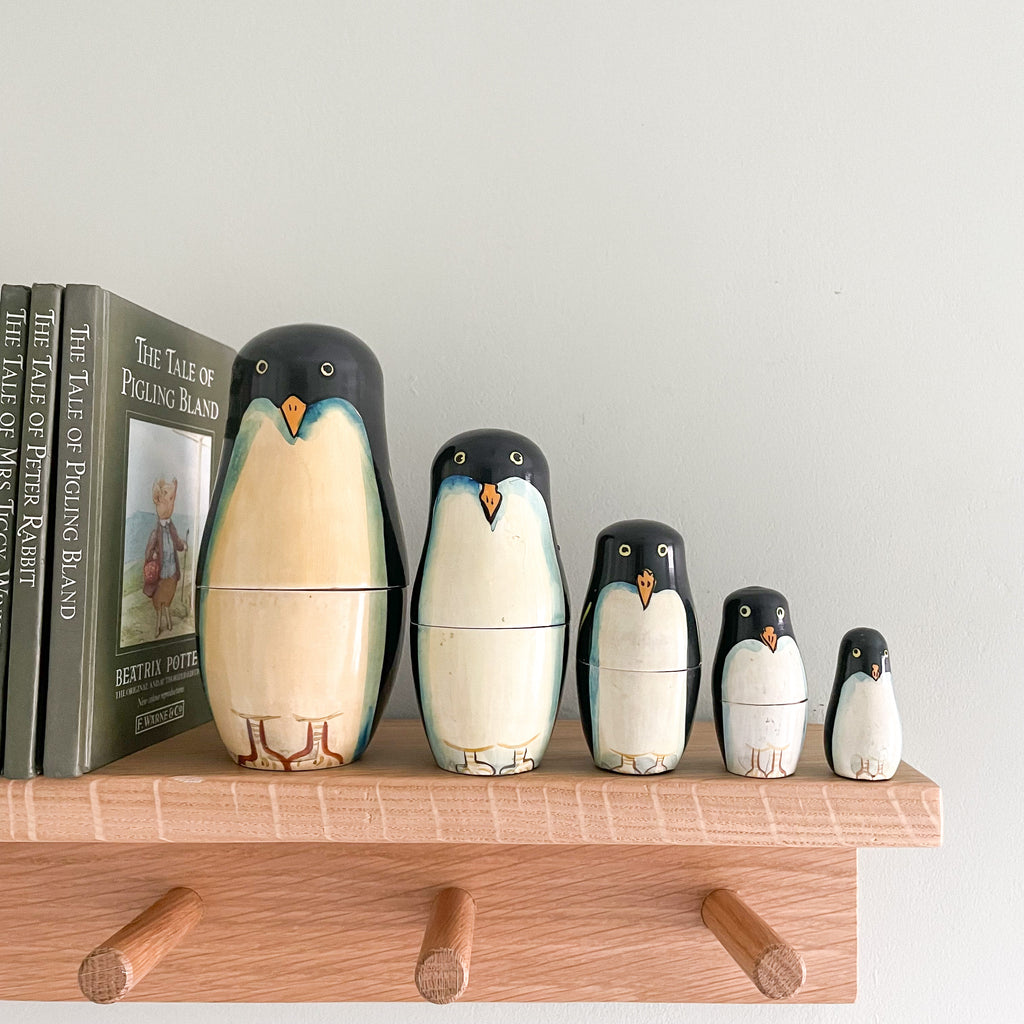 Vintage wooden nesting penguin ‘Russian’ dolls - Moppet