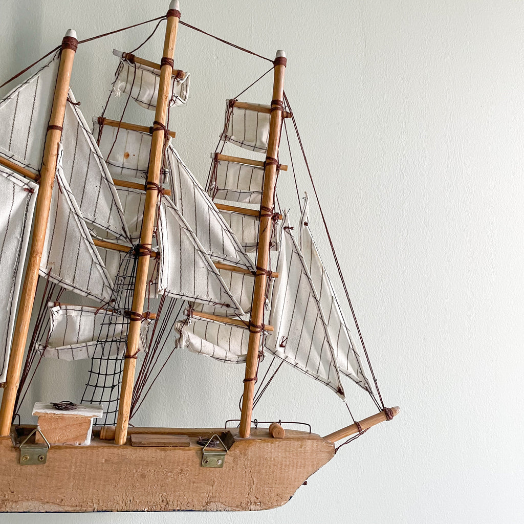 Vintage wooden wall-mounted model sailing ship, ‘South Star’ - Moppet