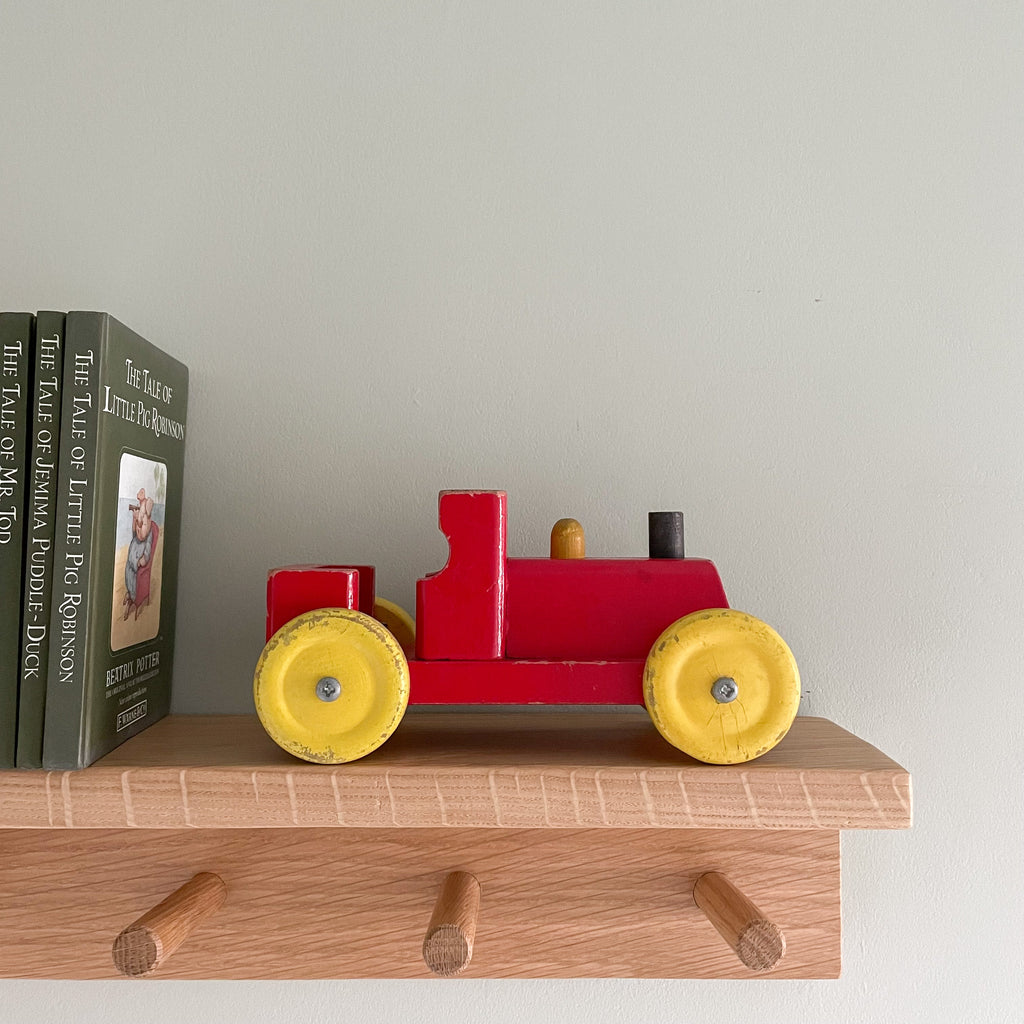 Vintage 1950s red wooden Escor train, British made - Moppet