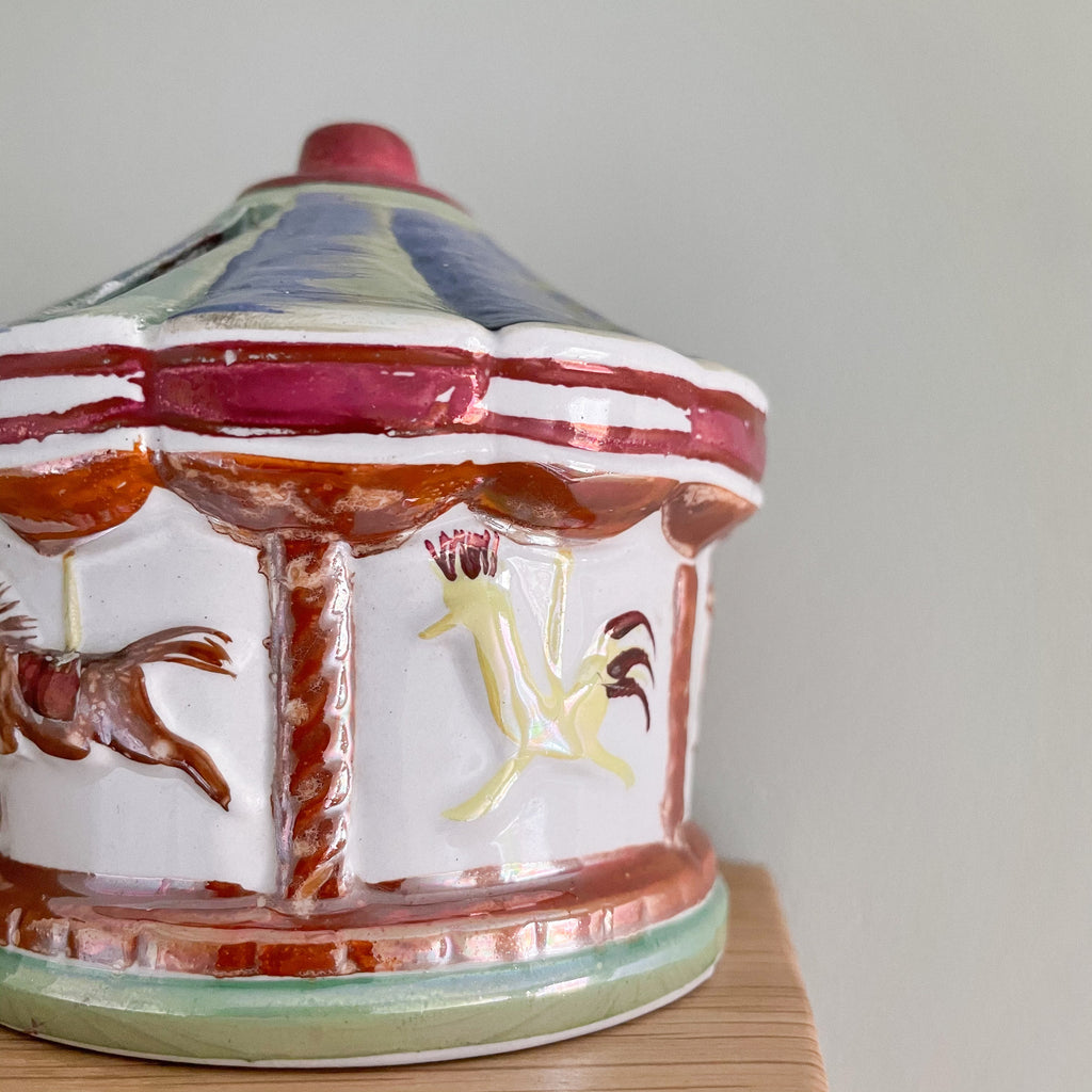 Vintage ceramic carousel piggy bank or money box by Ellgreave - Moppet