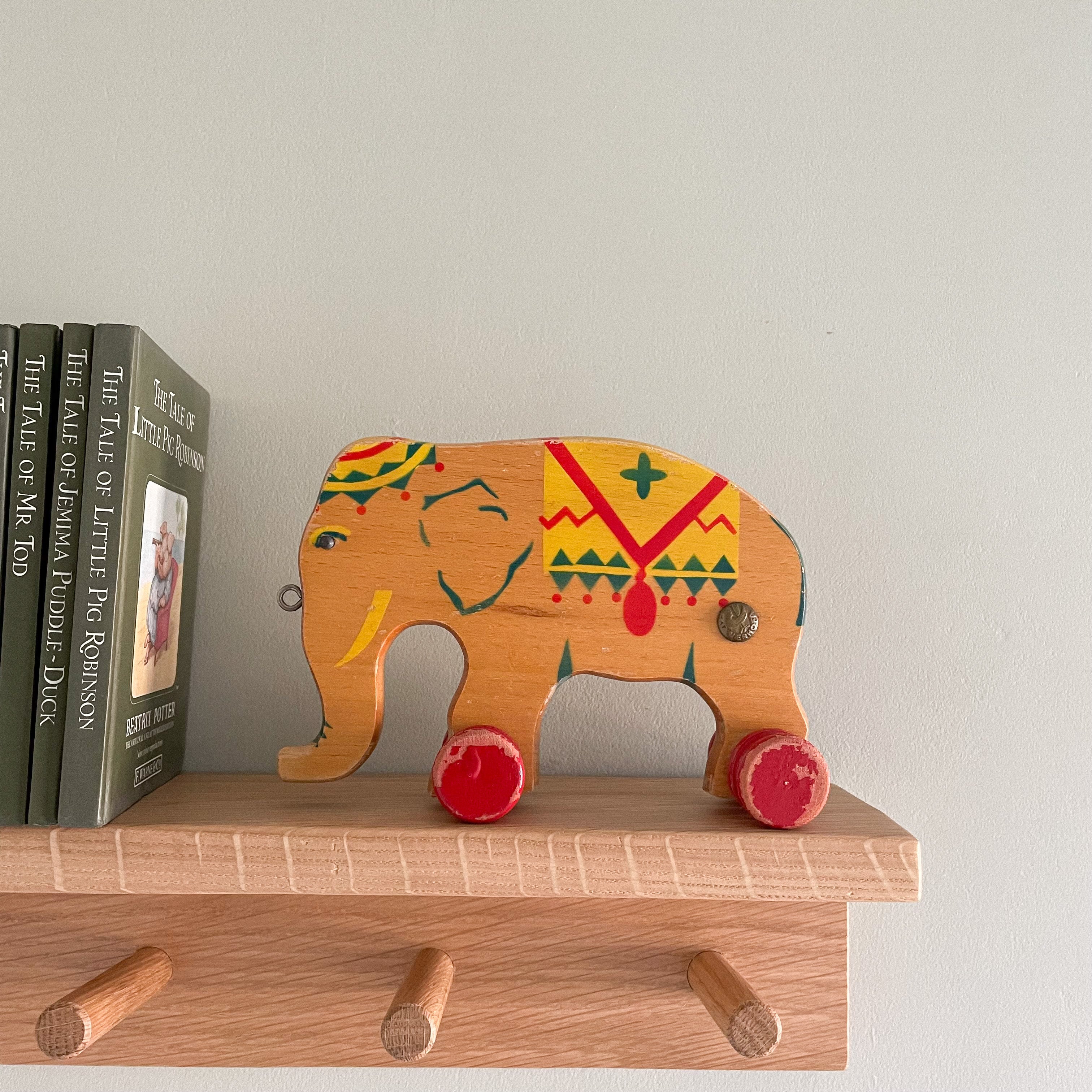 Vintage 1950s German wooden elephant pull toy by Verhofa/Gecevo - Moppet