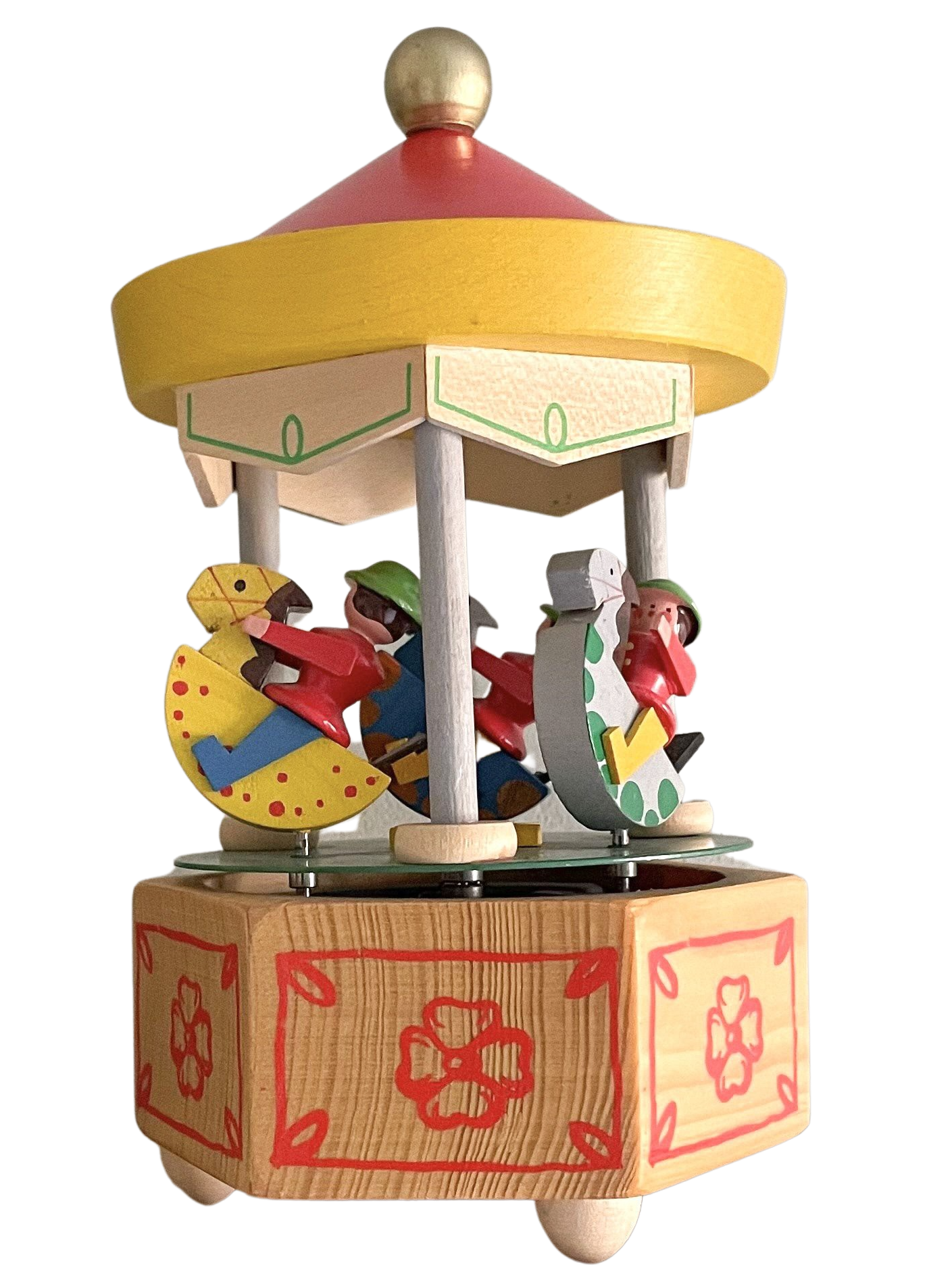 Vintage wooden German Erzgebirge carousel merry go round music box, by Christian Ulbricht - Moppet