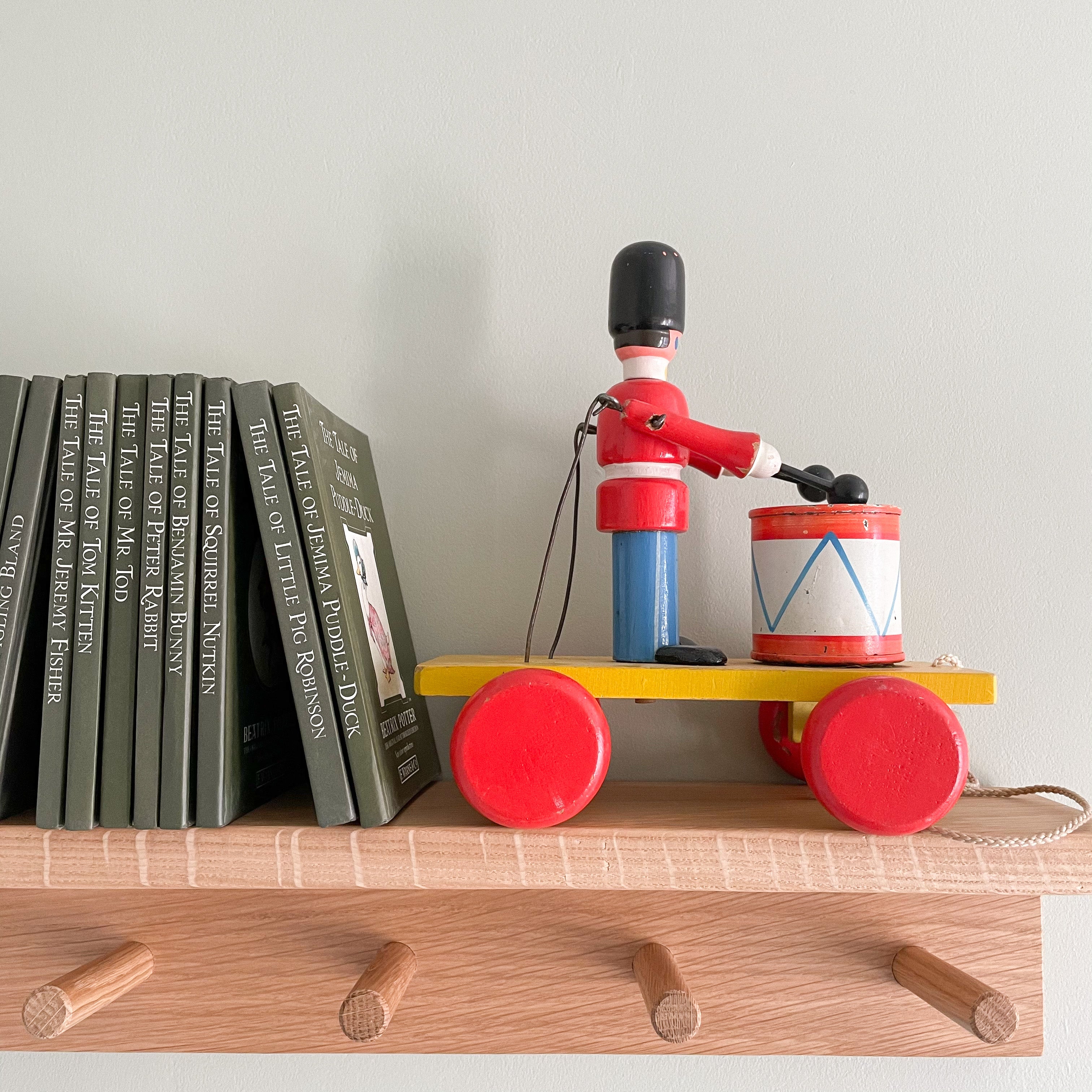 Vintage Czech wooden soldier drummer pull-along toy - Moppet