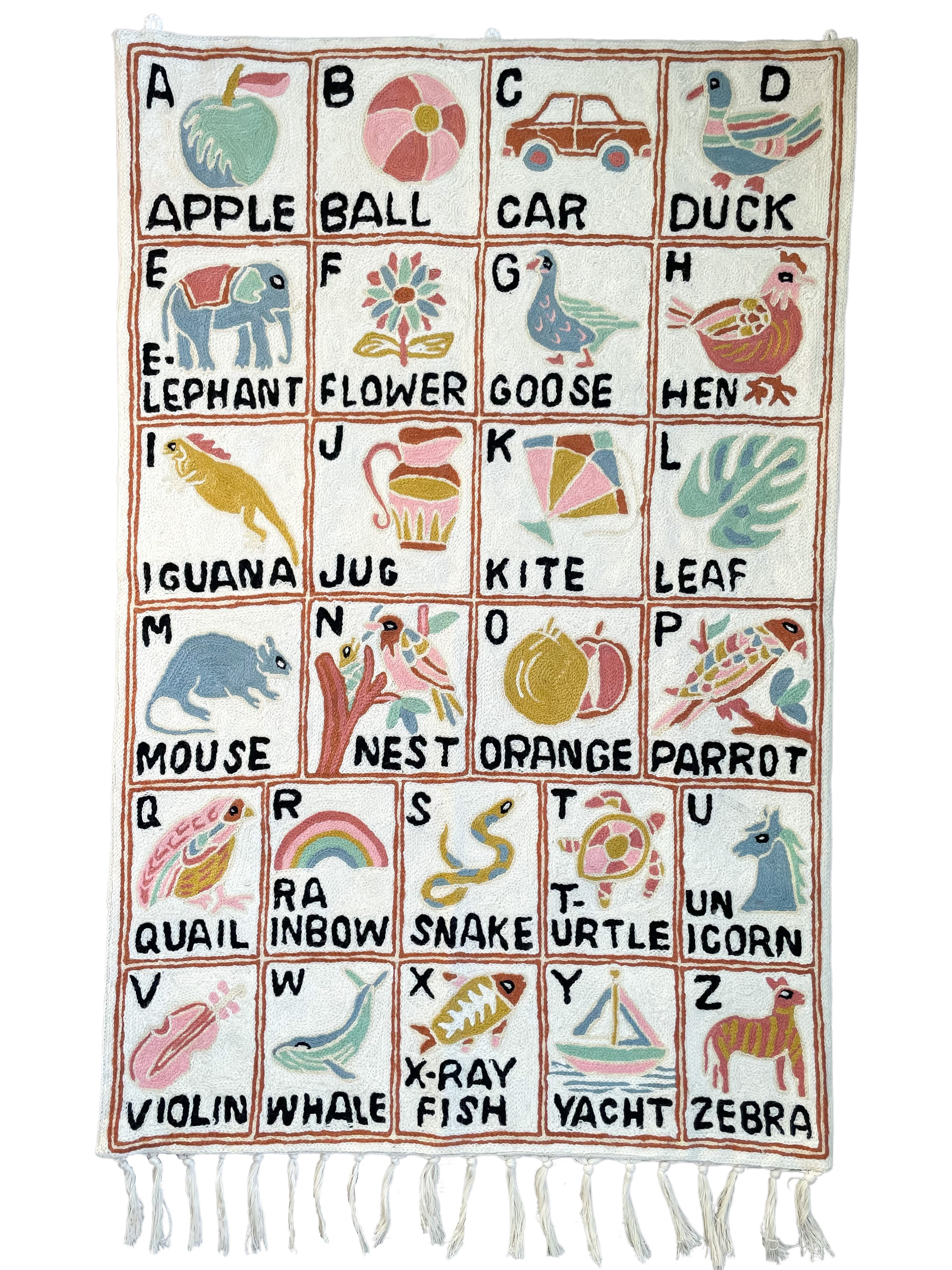 Handmade alphabet ABC crewel wall hanging tapestry |  Aru - Moppet
