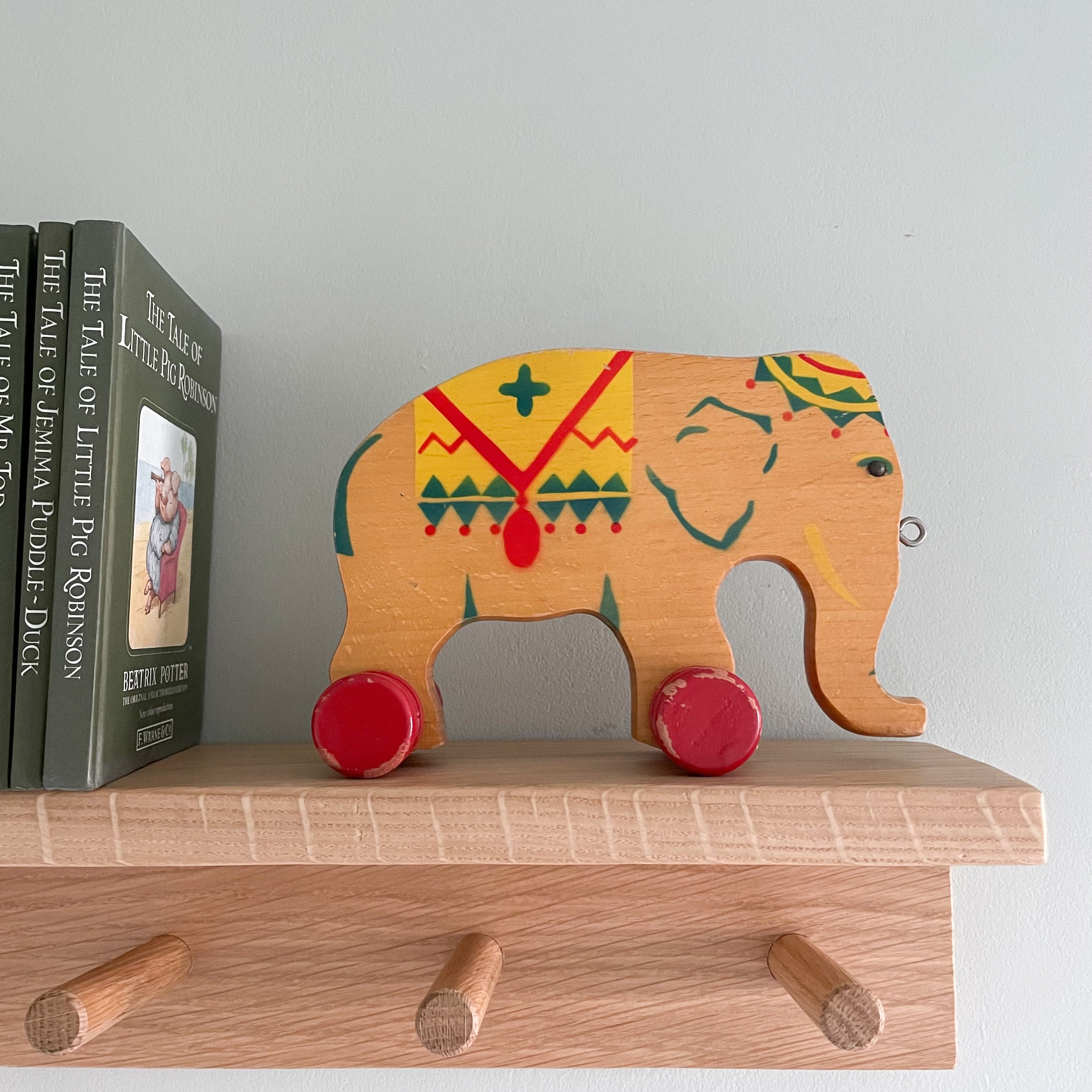 Vintage 1950s German wooden elephant pull toy by Verhofa/Gecevo - Moppet
