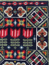 Load image into Gallery viewer, Vintage mid-century Swedish wall-hanging tapestry in tulips and geese design, hand woven Flemish weave twist stitch - Moppet
