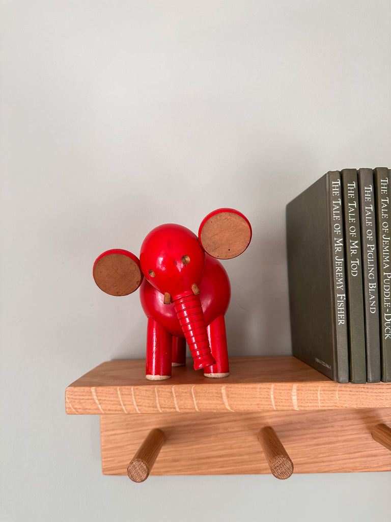 Vintage 1950s Swedish wooden red elephant, by BRIO - Moppet