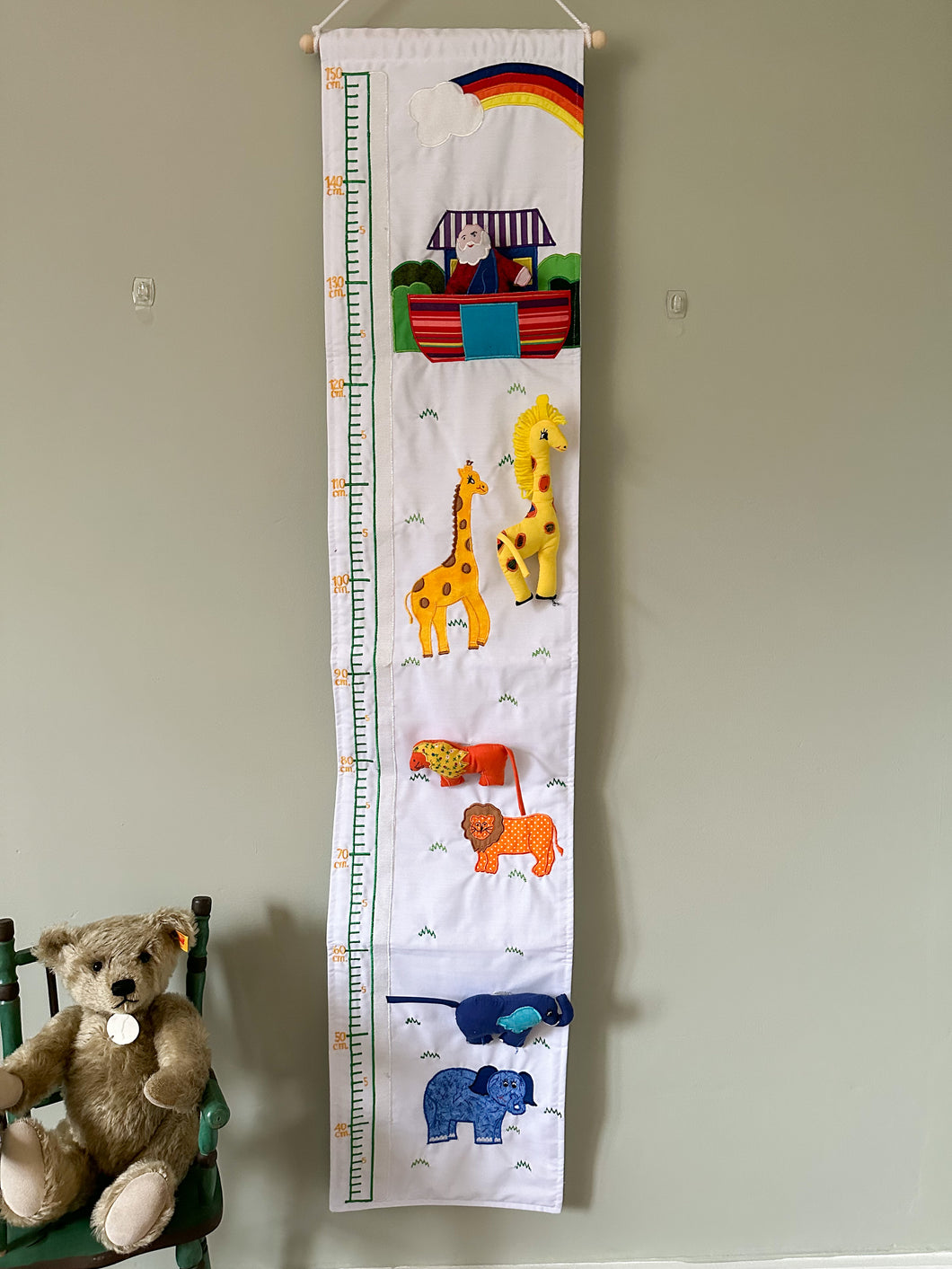 Vintage Noah’s Ark fabric height chart / growth chart / measuring stick - Moppet