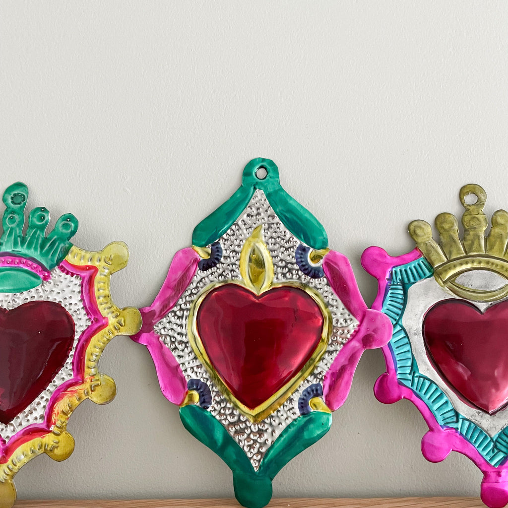 Handmade Mexican Folk Art Tin Heart Milagro - Moppet