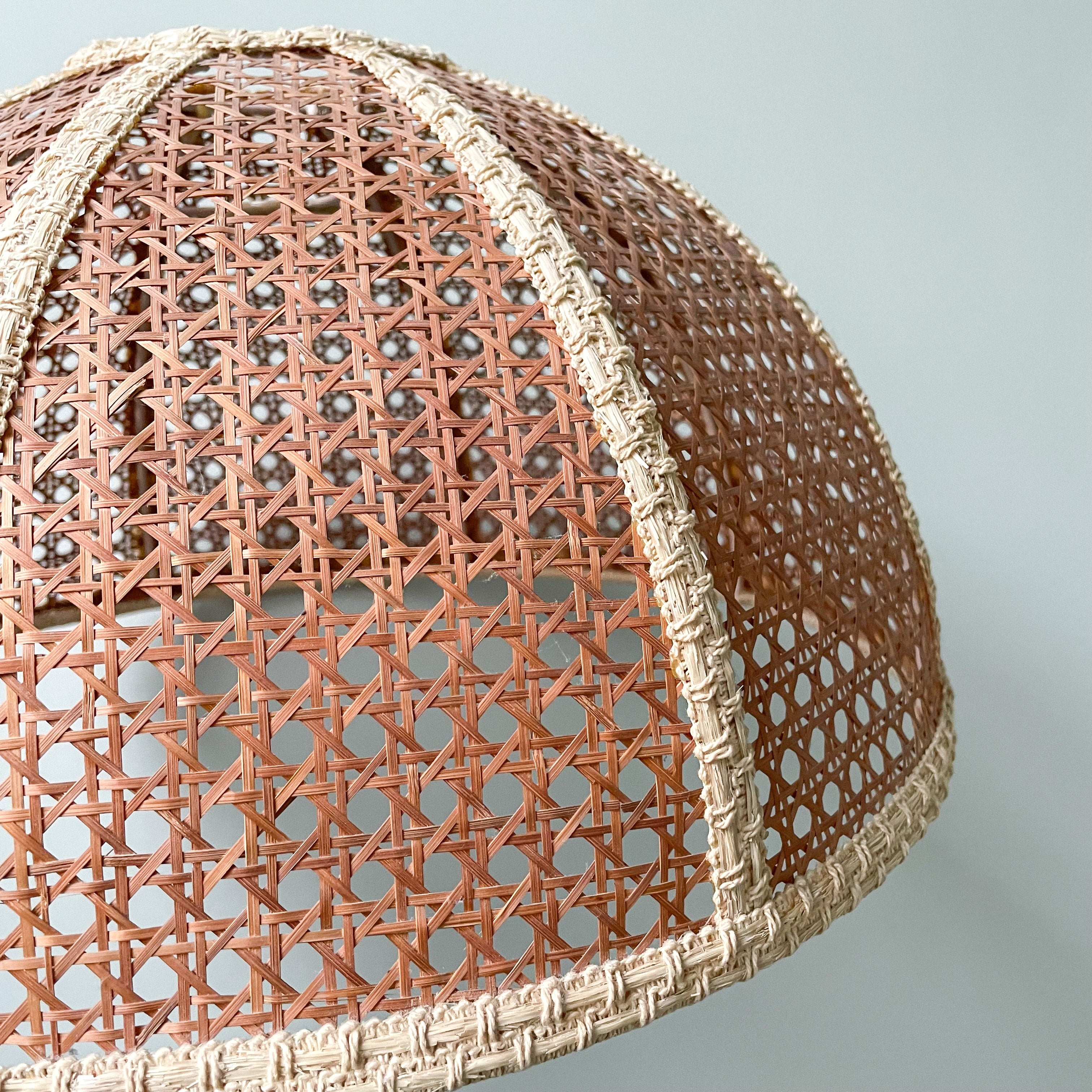 Vintage woven rattan wicker round/circular ceiling shade - Moppet