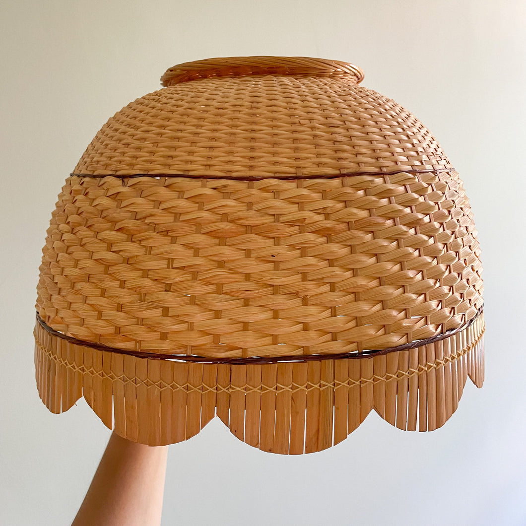 Vintage 1970s cane shade with a scalloped edge - Moppet