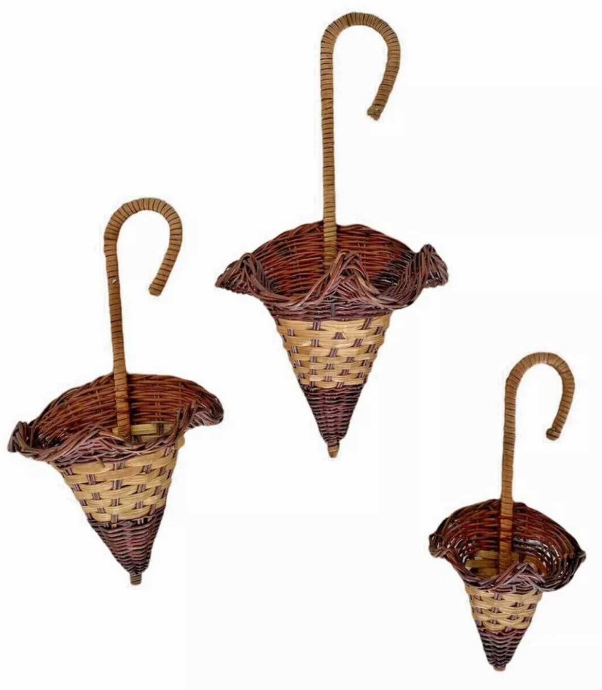 Vintage rattan wicker umbrella set wall-hanging decoration - Moppet