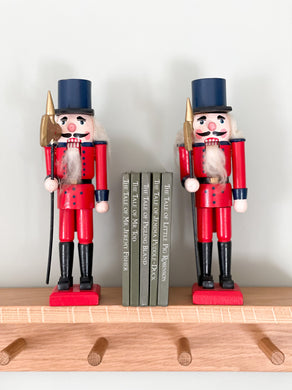Pair of vintage wooden Nutcracker soldiers with halberds Christmas ornaments/decorations - Moppet