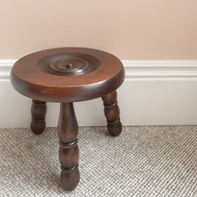Load image into Gallery viewer, Vintage French oak low bobbin bullseye stool - Moppet
