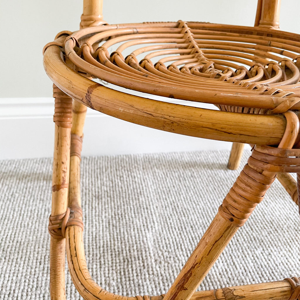 Vintage 1950s midcentury bamboo cane throne chair with high back, possibly by Dirk Van Sliedrecht for Rohe Noordwolde - Moppet