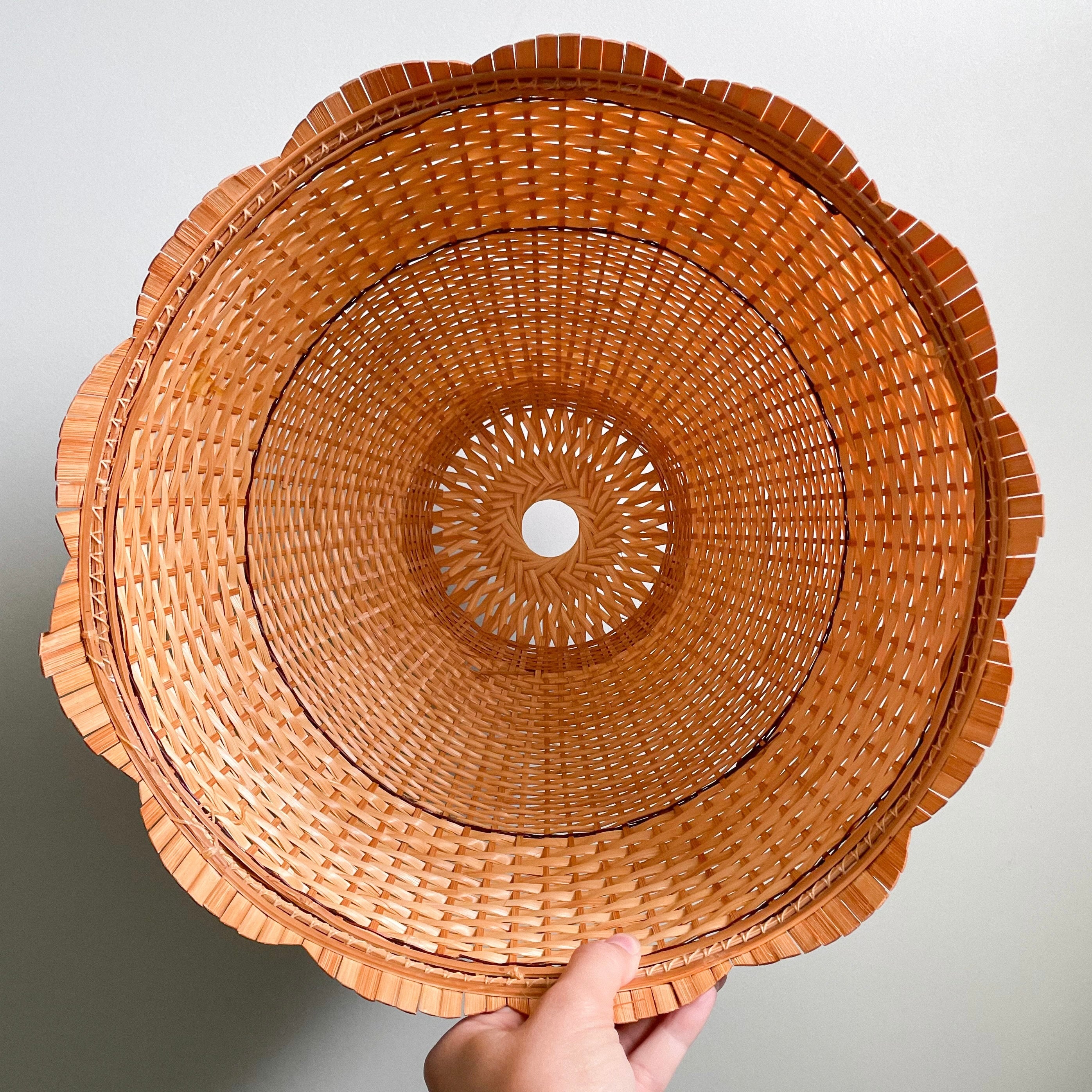 Vintage 1970s cane shade with a scalloped edge - Moppet