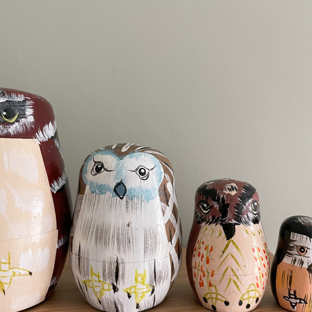 Vintage wooden nesting owl ‘Russian’ dolls - Moppet