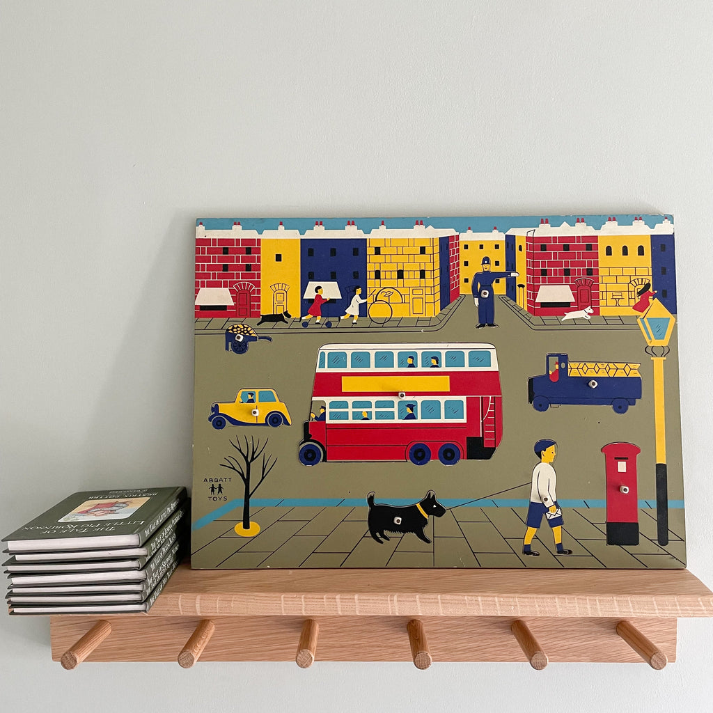 Vintage 1950s wooden bus and transport puzzle, by British toy makers Abbatt - Moppet