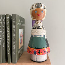 Load image into Gallery viewer, Vintage wooden hand-painted folk art doll, made in the USSR by Salvo - Moppet
