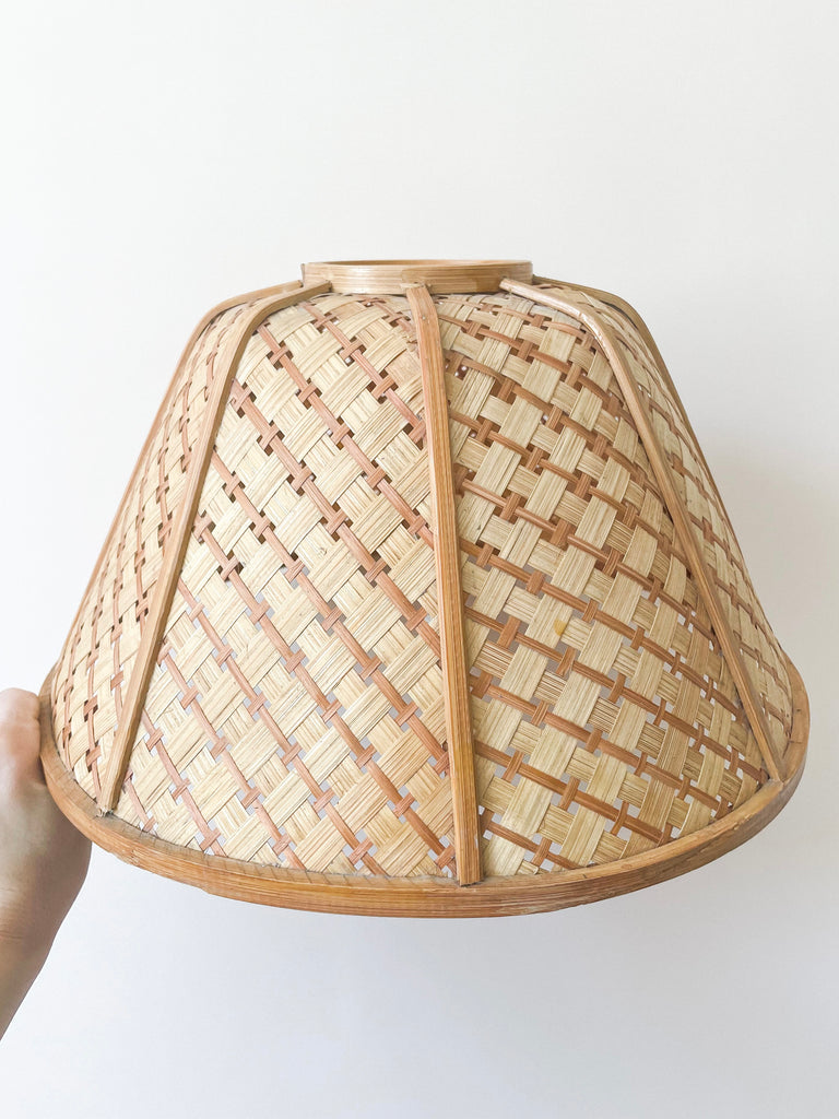 Vintage woven cane/wicker/rattan ceiling shade - Moppet
