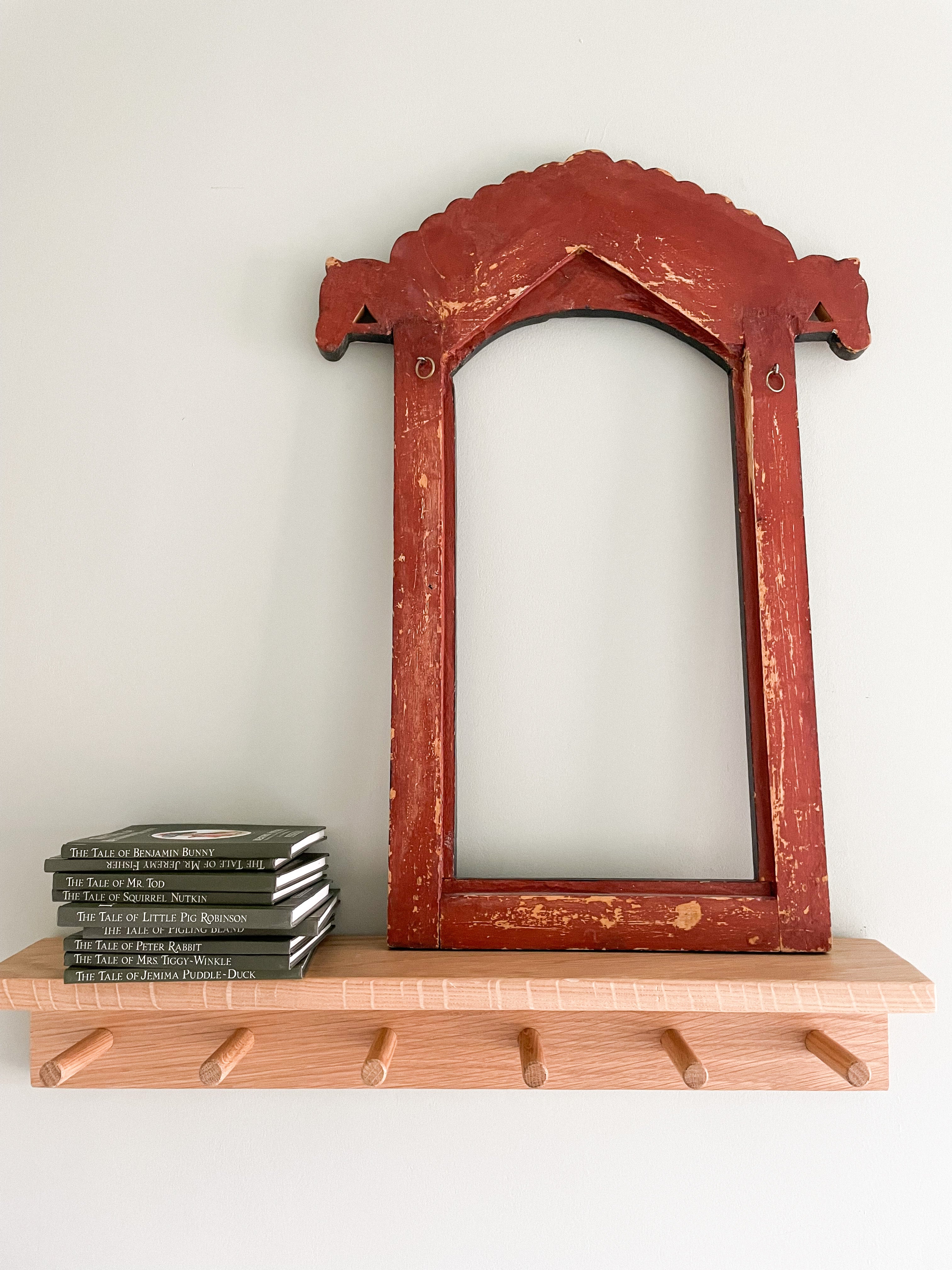 Vintage wooden wall-hanging frame featuring horses, peacocks and diamonds - Moppet