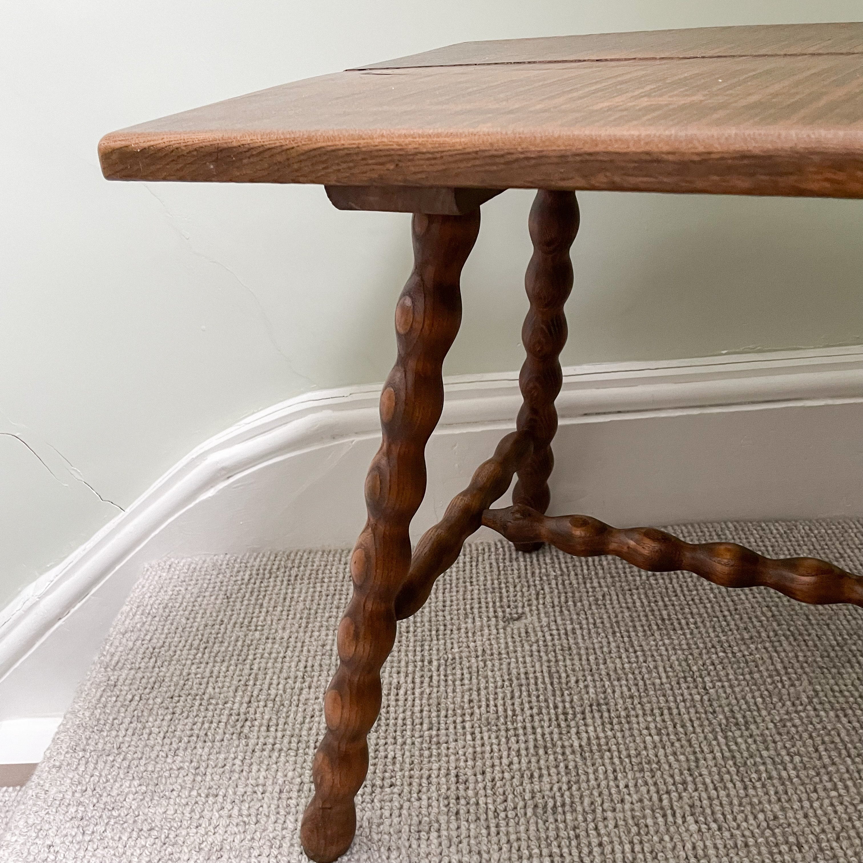 Vintage French oak bobbin low table - Moppet