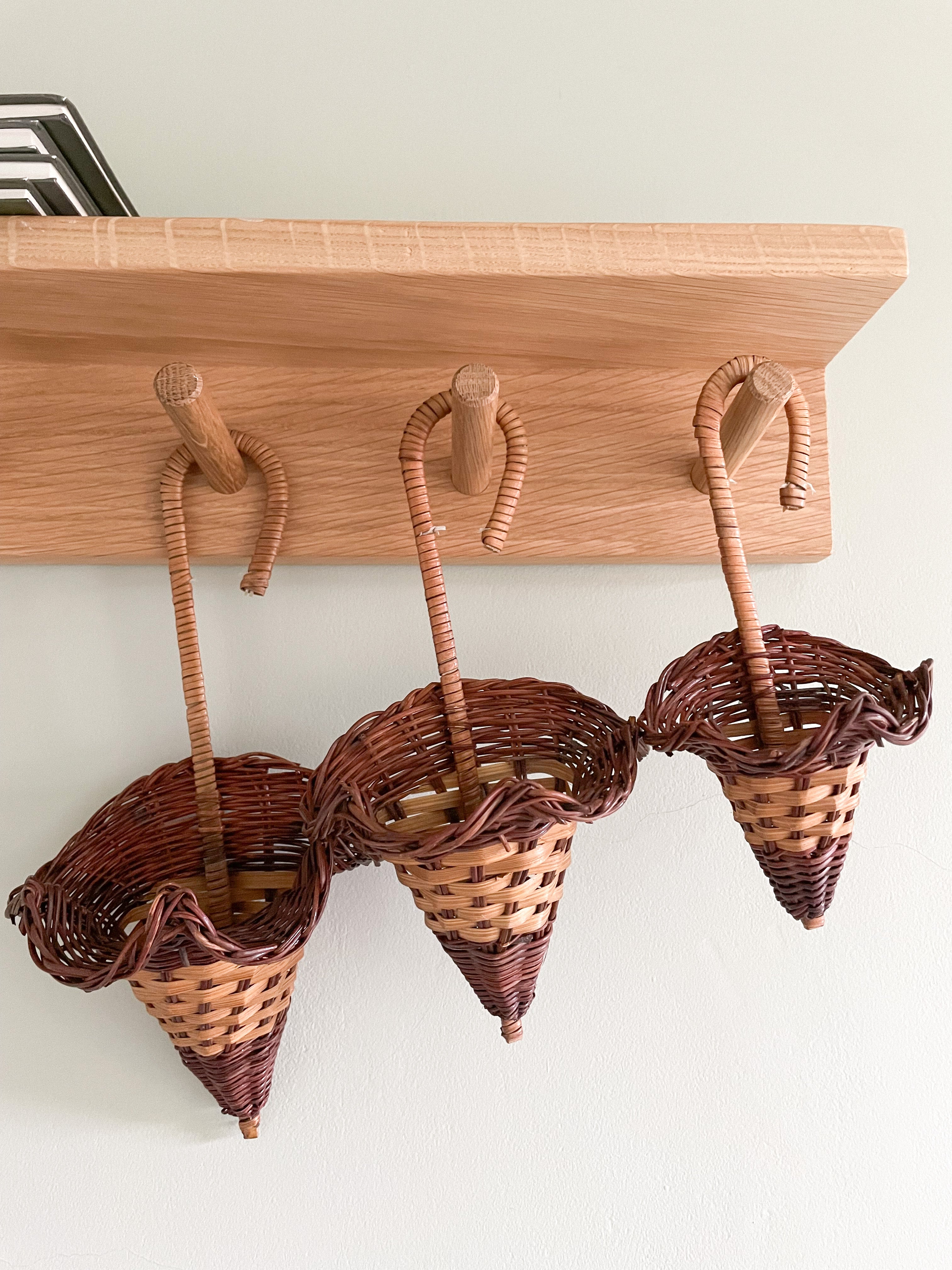 Vintage rattan wicker umbrella set wall-hanging decoration - Moppet