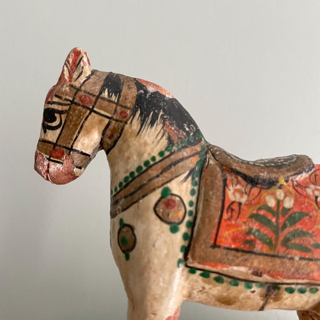 Vintage wooden folk art hand-painted rocking horse - Moppet