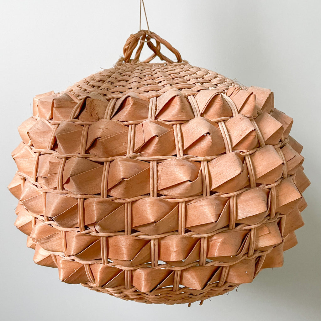 Vintage woven spherical spiky rattan wicker ceiling shade - Moppet