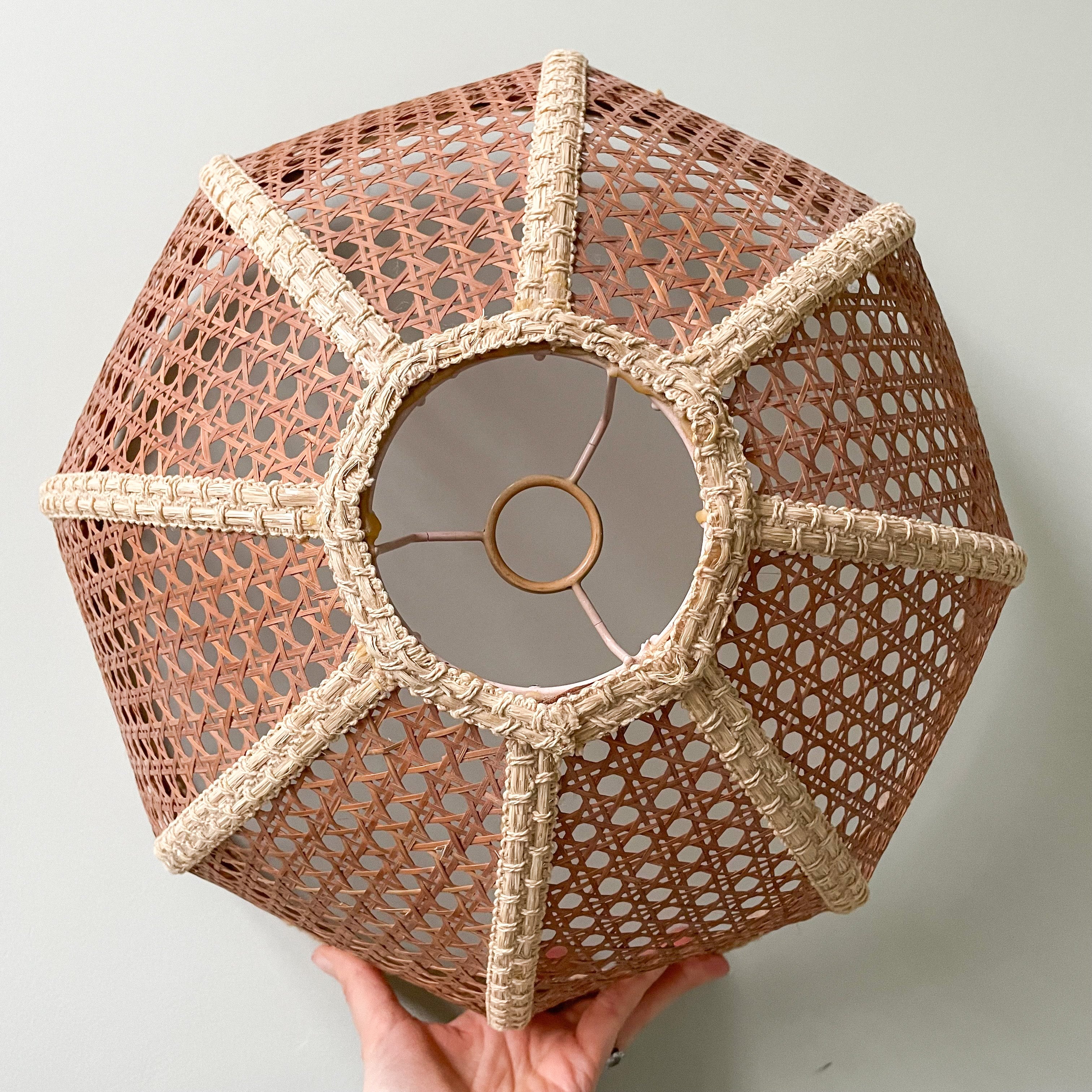 Vintage woven rattan wicker round/circular ceiling shade - Moppet