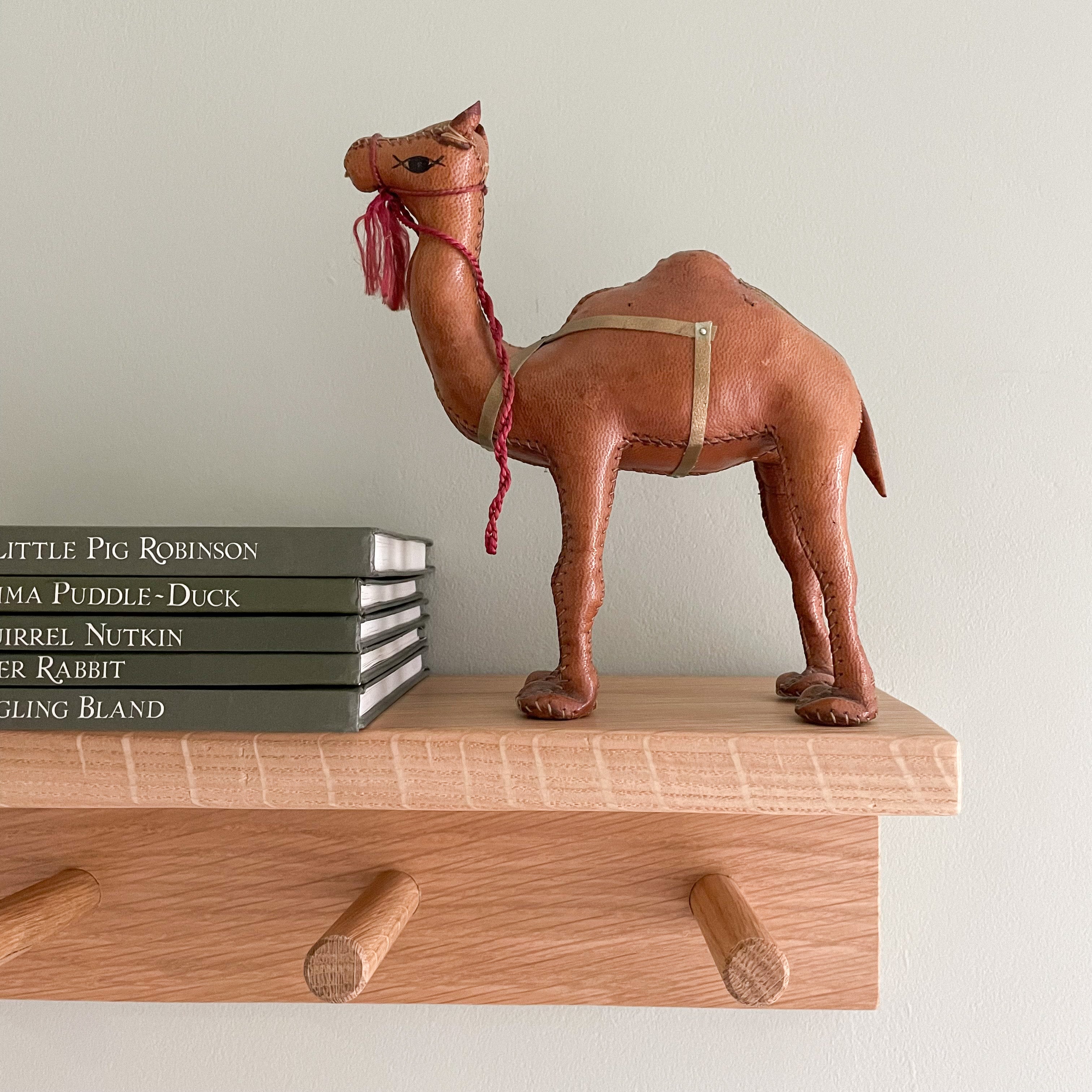 Vintage leather-wrapped wooden camel figurine - Moppet