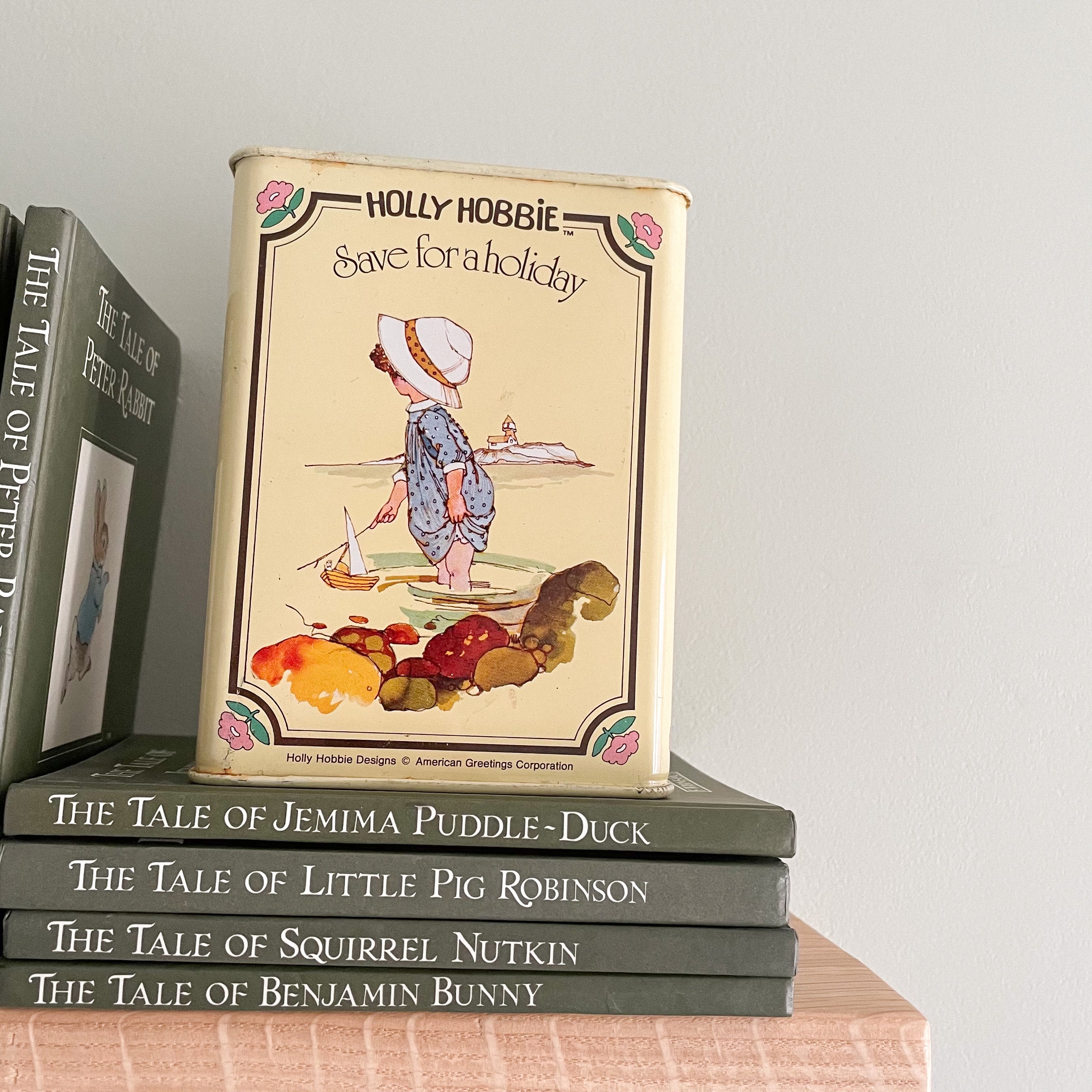 Vintage Holly Hobbie piggy bank money tin - Moppet