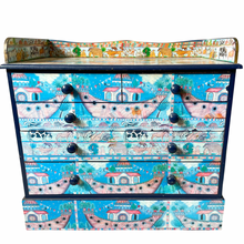 Load image into Gallery viewer, Vintage chest of drawers or changing table with ‘Noah’s Ark’ mid-century decoupage - Moppet
