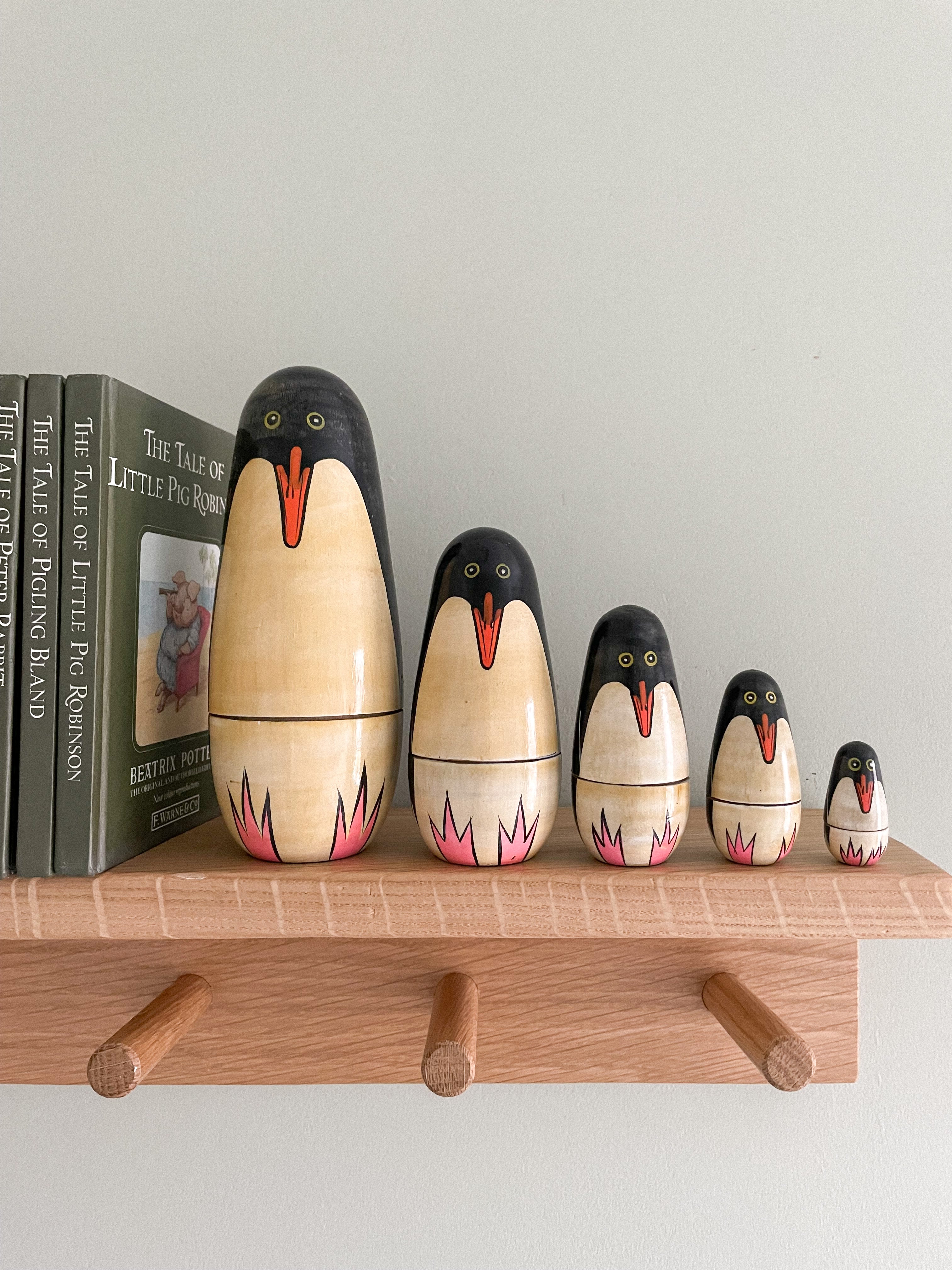 Vintage wooden penguin nesting dolls - Moppet