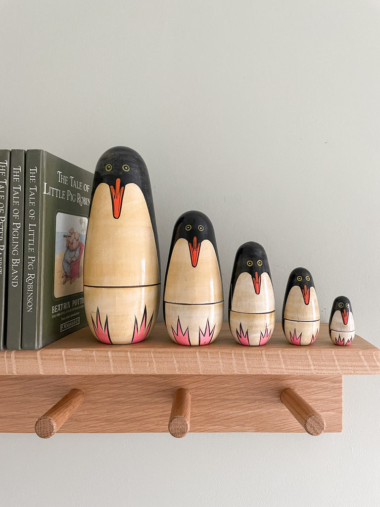 Vintage wooden penguin nesting dolls - Moppet