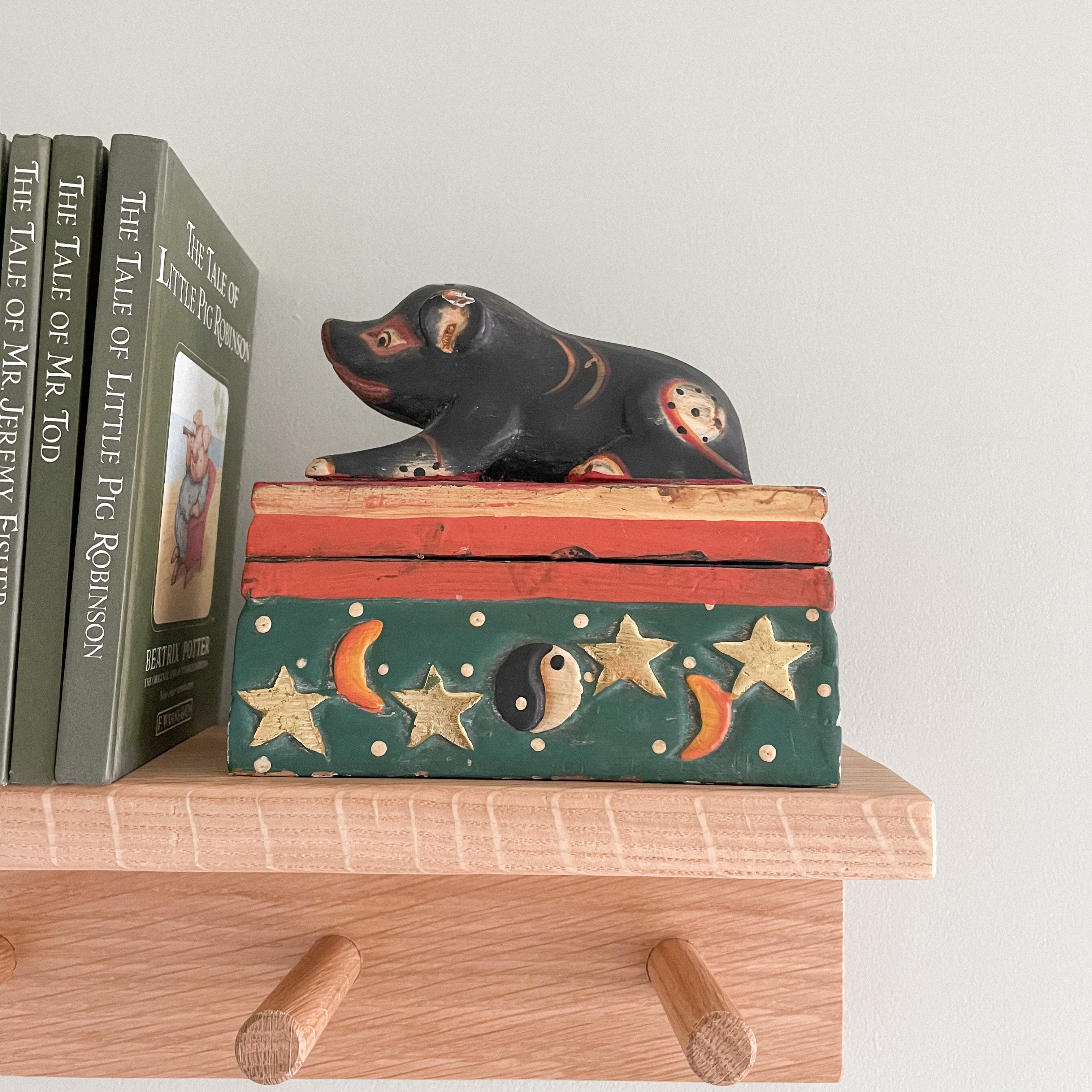 Vintage wooden pig trinket box - Moppet