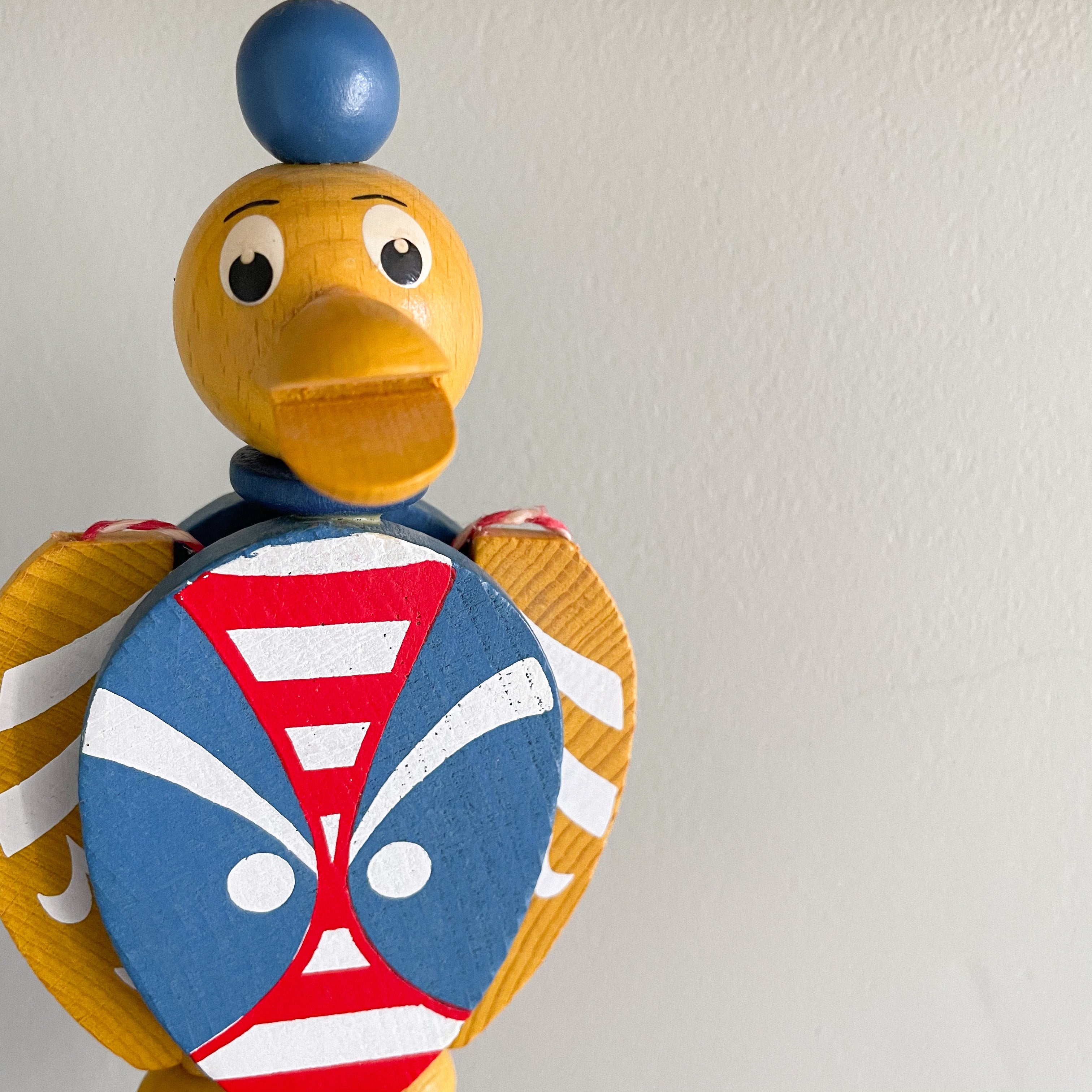 Vintage wooden Austrian duck jumping jack or pull toy, by Famo - Moppet
