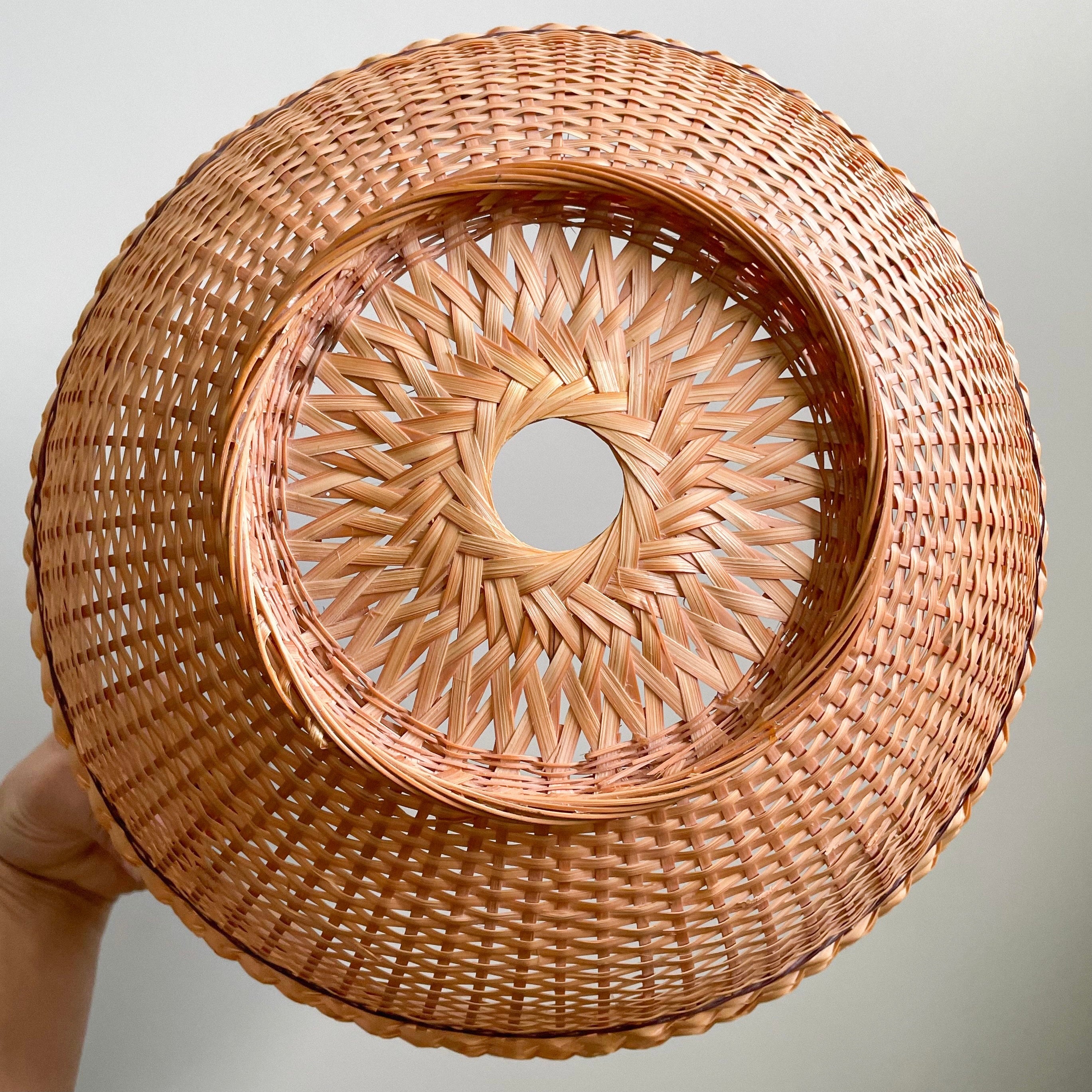Vintage 1970s cane shade with a scalloped edge - Moppet
