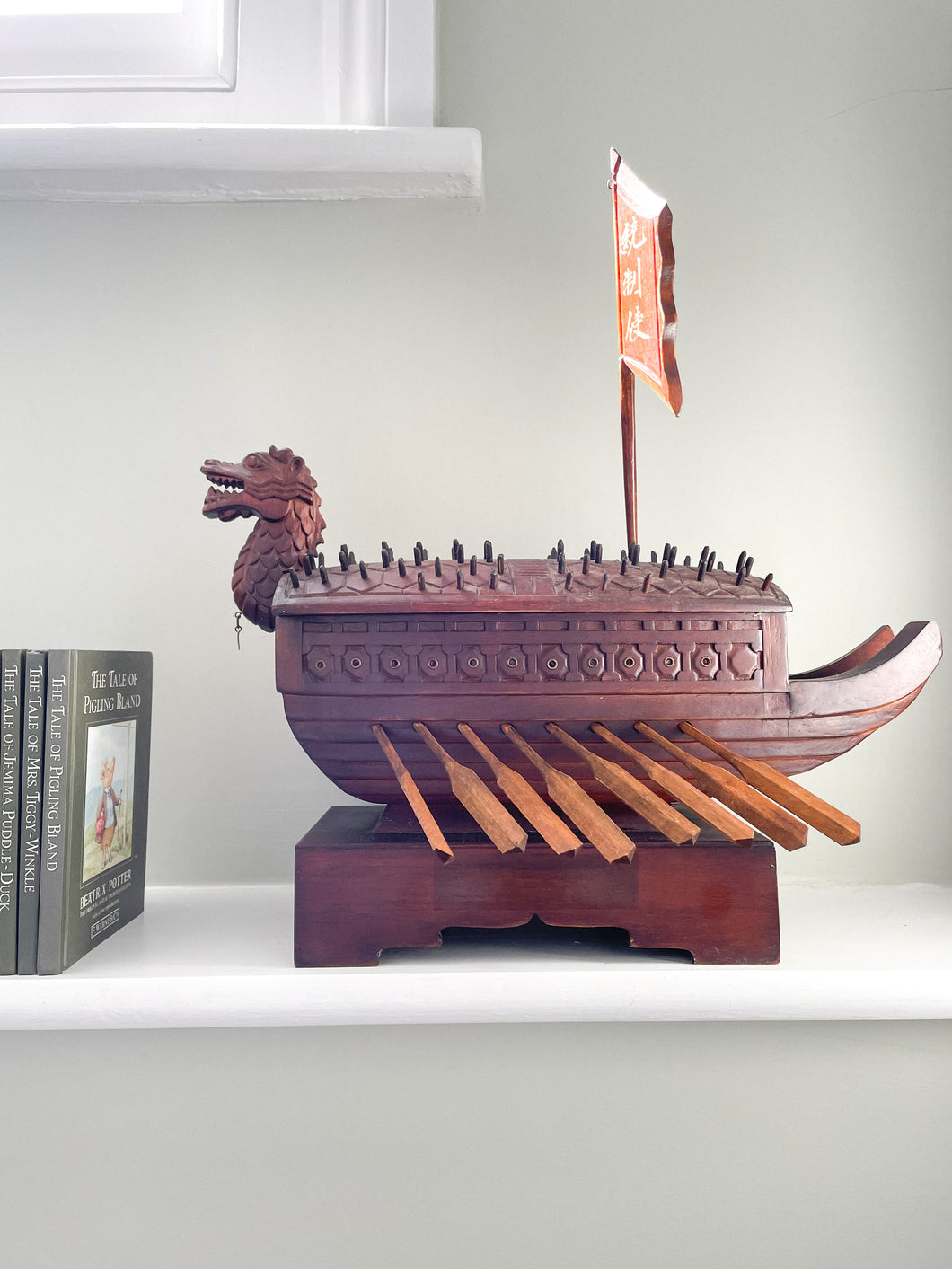 Vintage hand-carved wooden Viking ship or dragon boat - Moppet