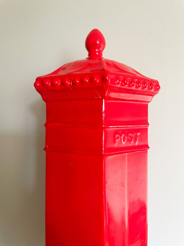 Vintage ceramic hexagonal ‘Penfold’ Victorian red post box money box, by Honiton England - Moppet