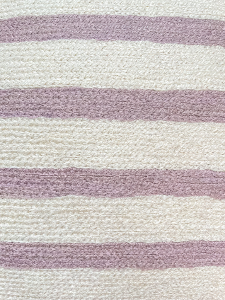 *NEW* Handmade crewel embroidered cushion cover | lilac stripe - Moppet
