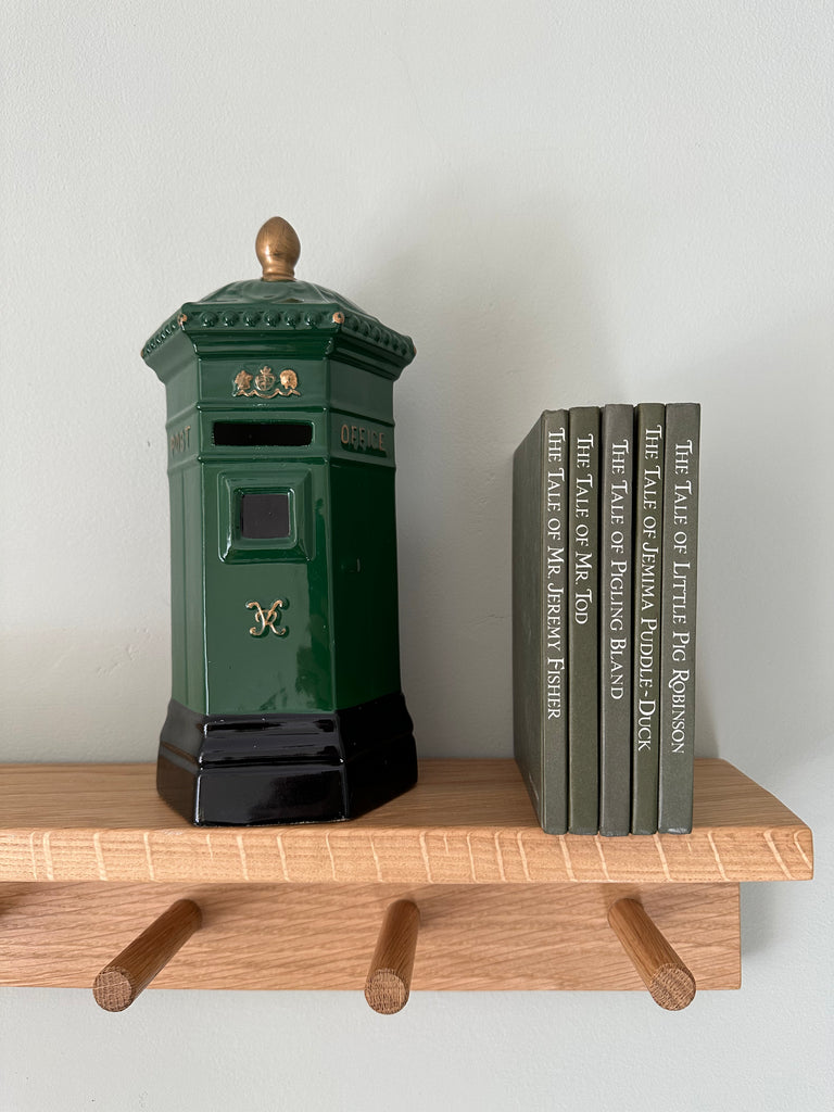 Vintage ceramic hexagonal ‘Penfold’ green post box money box, Honiton pottery - Moppet