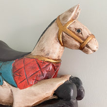 Load image into Gallery viewer, Pair of vintage wooden hand-painted rocking horse bookends, pair - Moppet
