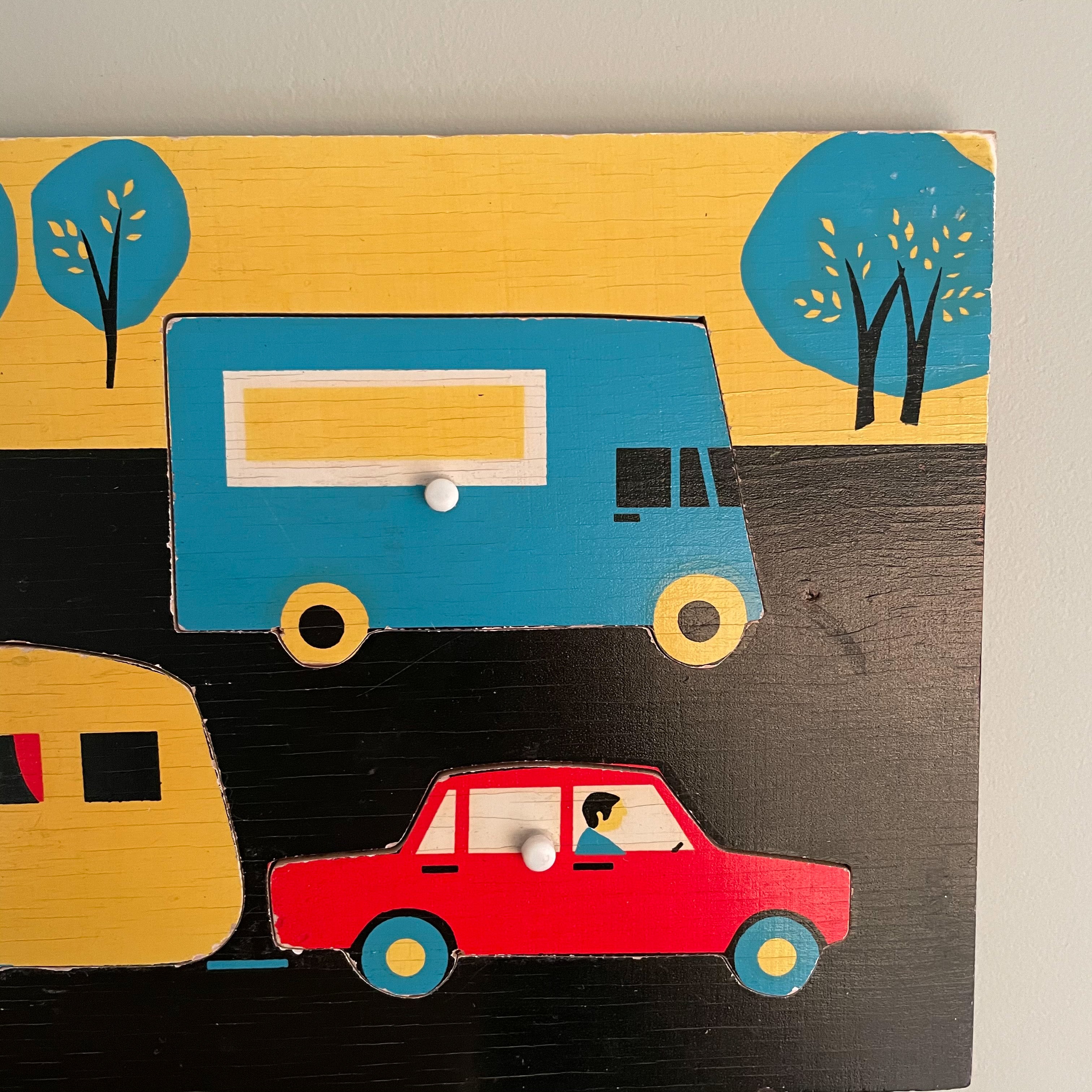 Vintage 1960s wooden cars and transport puzzle, by GALT - Moppet