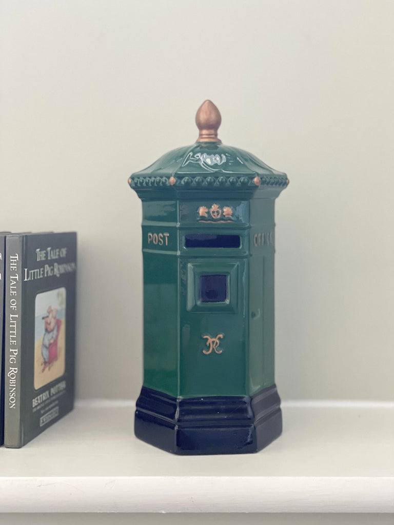 Vintage ceramic hexagonal ‘Penfold’ green post box money box - Moppet