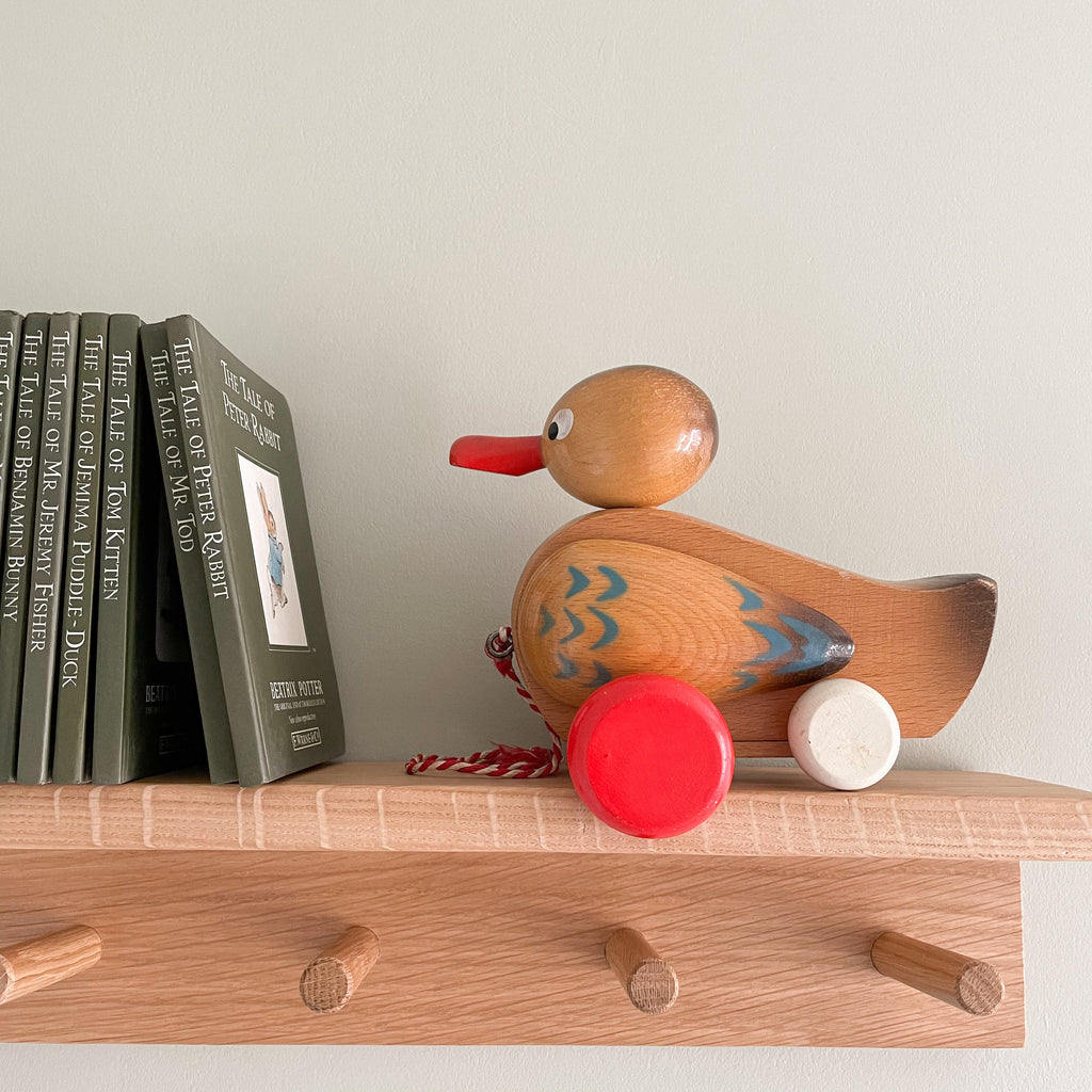 Vintage 1960s Czech wooden duck pull-along toy - Moppet