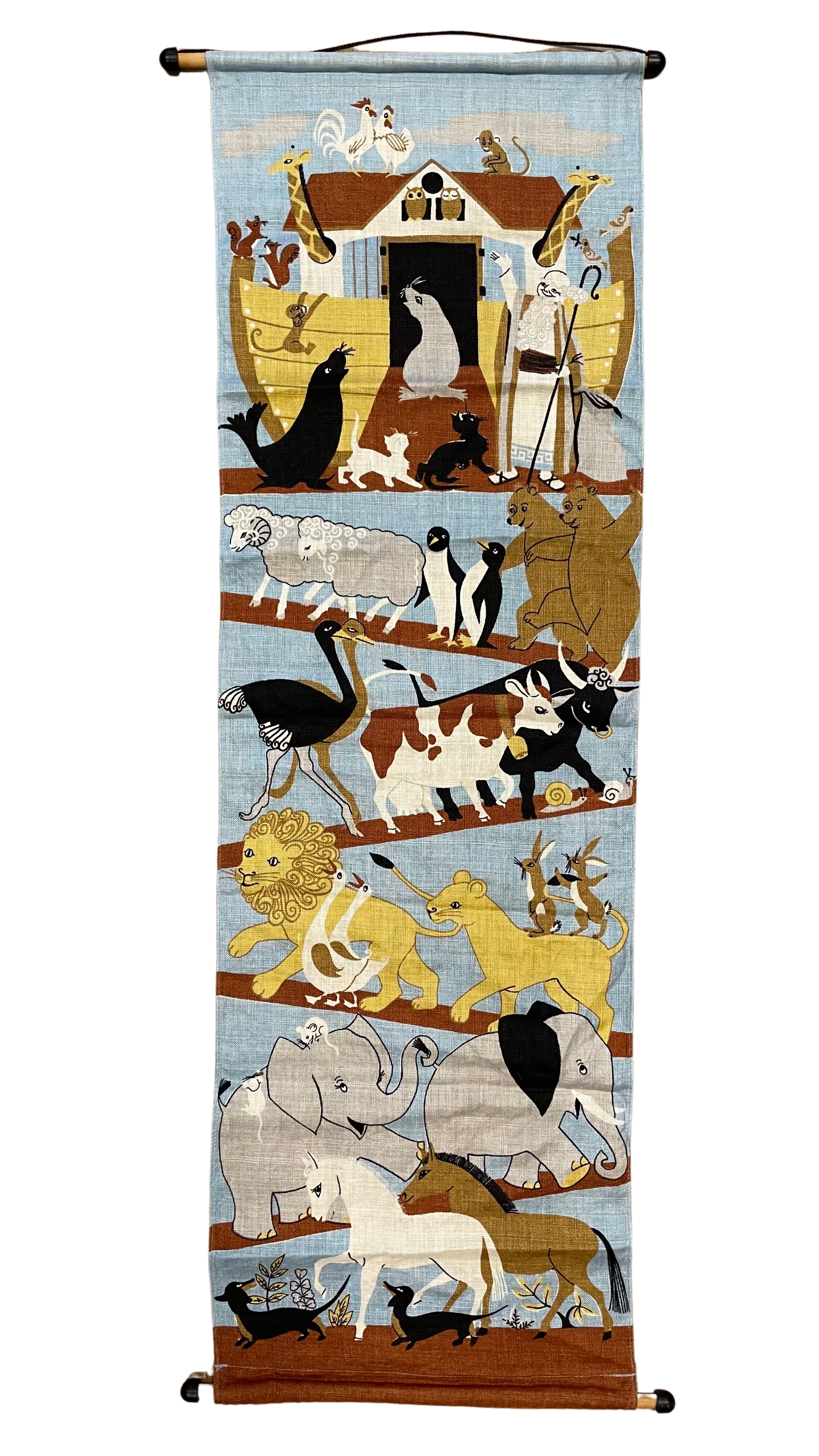 Vintage 1950s/60s Noah’s Ark themed linen wall hanging - Moppet