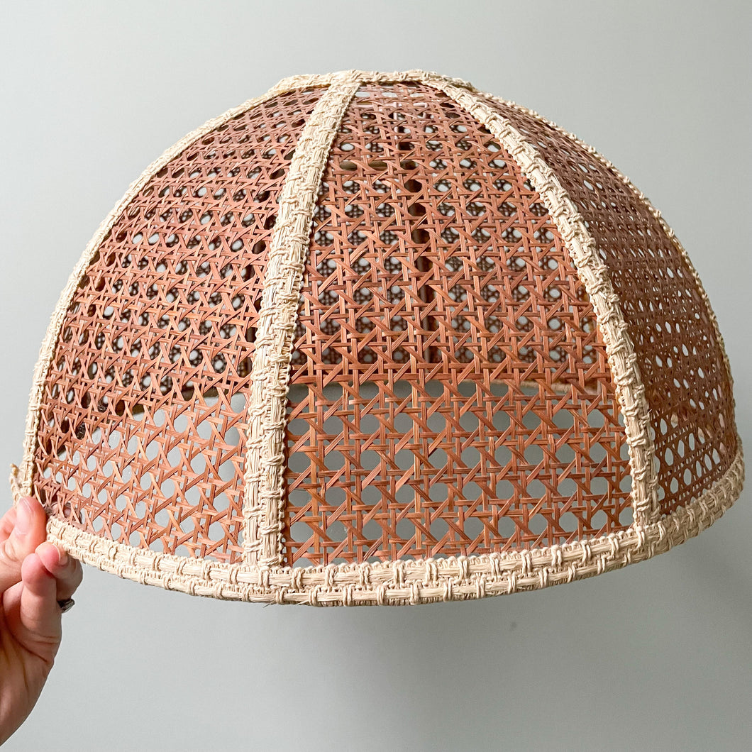 Vintage woven rattan wicker round/circular ceiling shade - Moppet