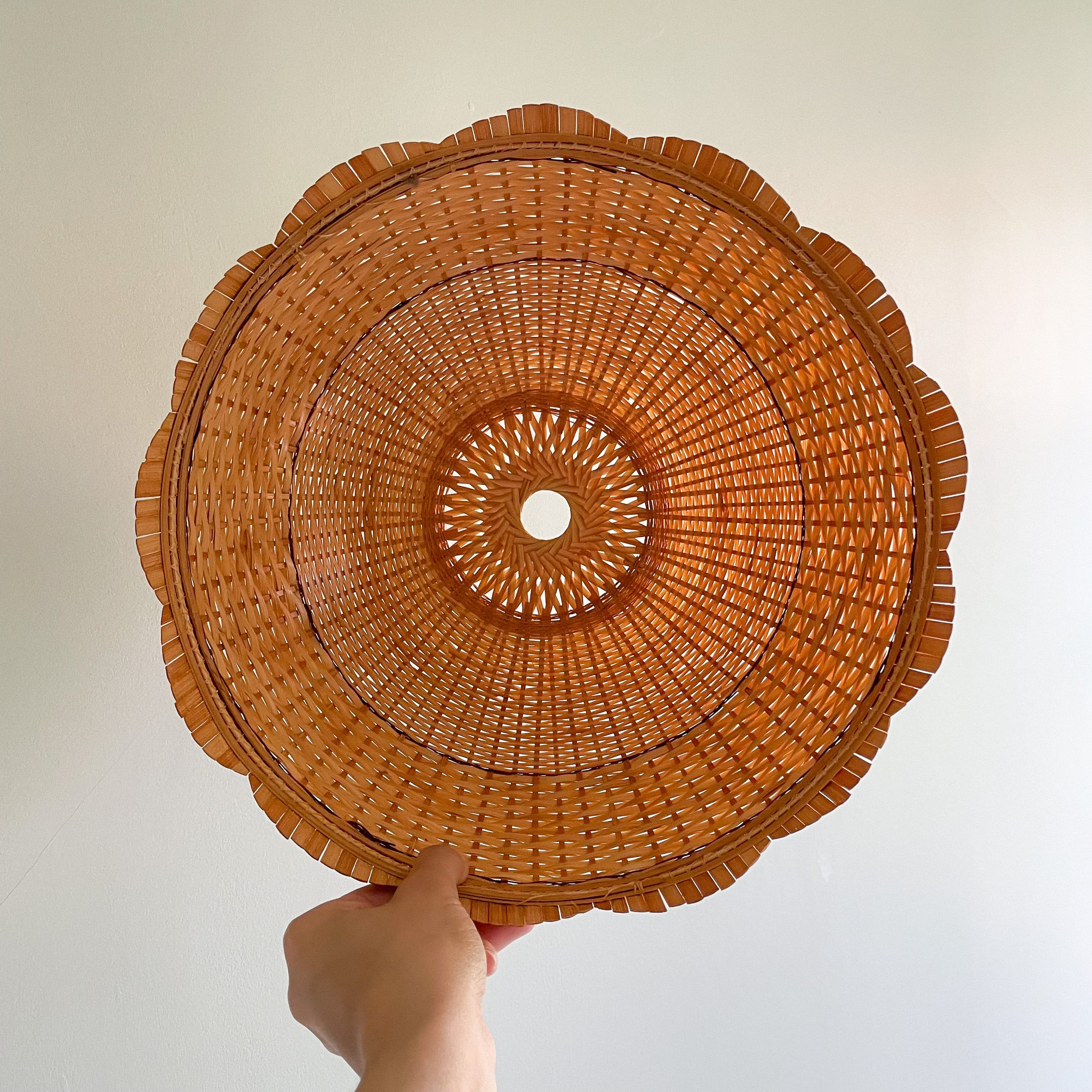 Vintage 1970s cane shade with a scalloped edge - Moppet
